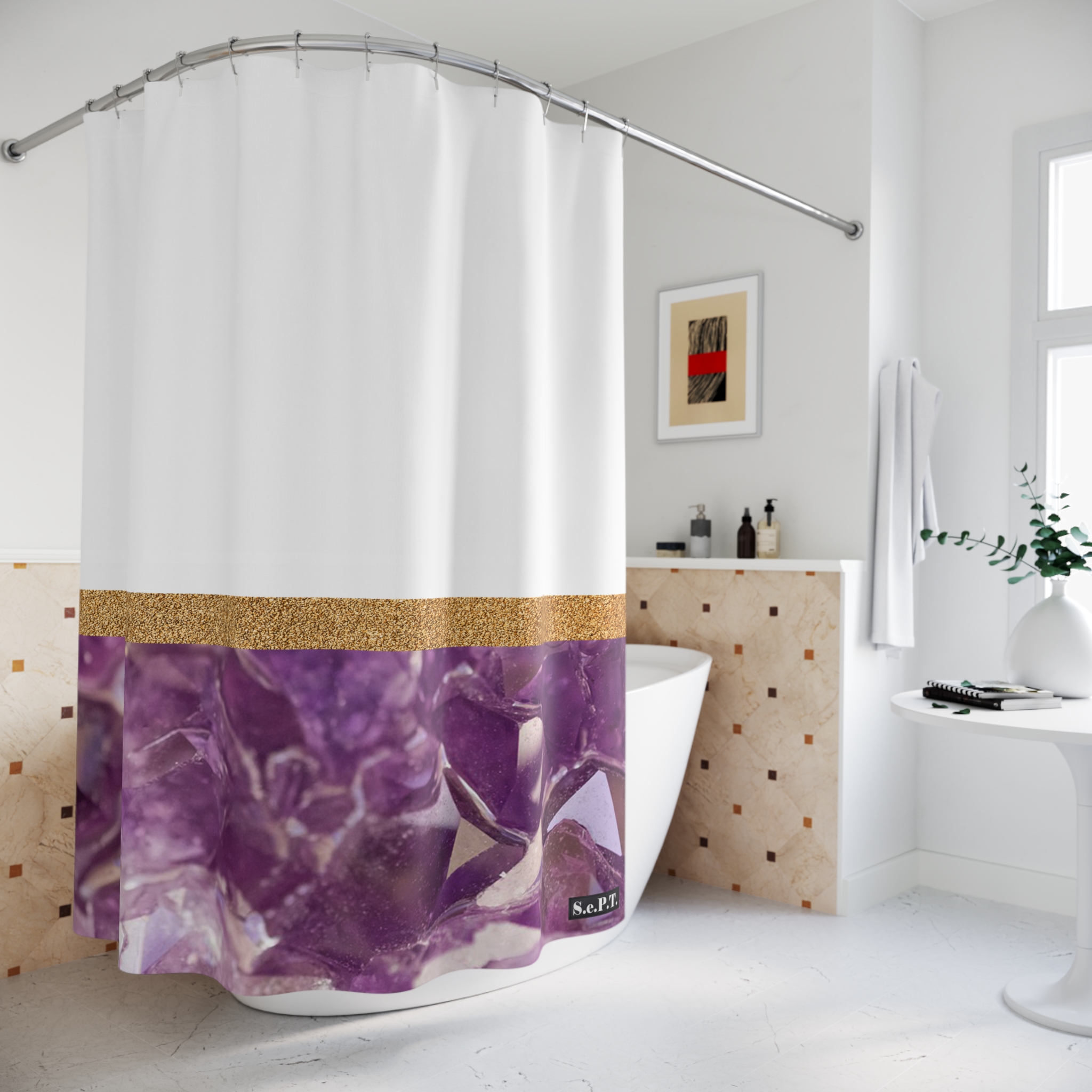 Purple Amethyst Crystal - Shower Curtain Option 2 - (S.e.P.T.) - Image 4