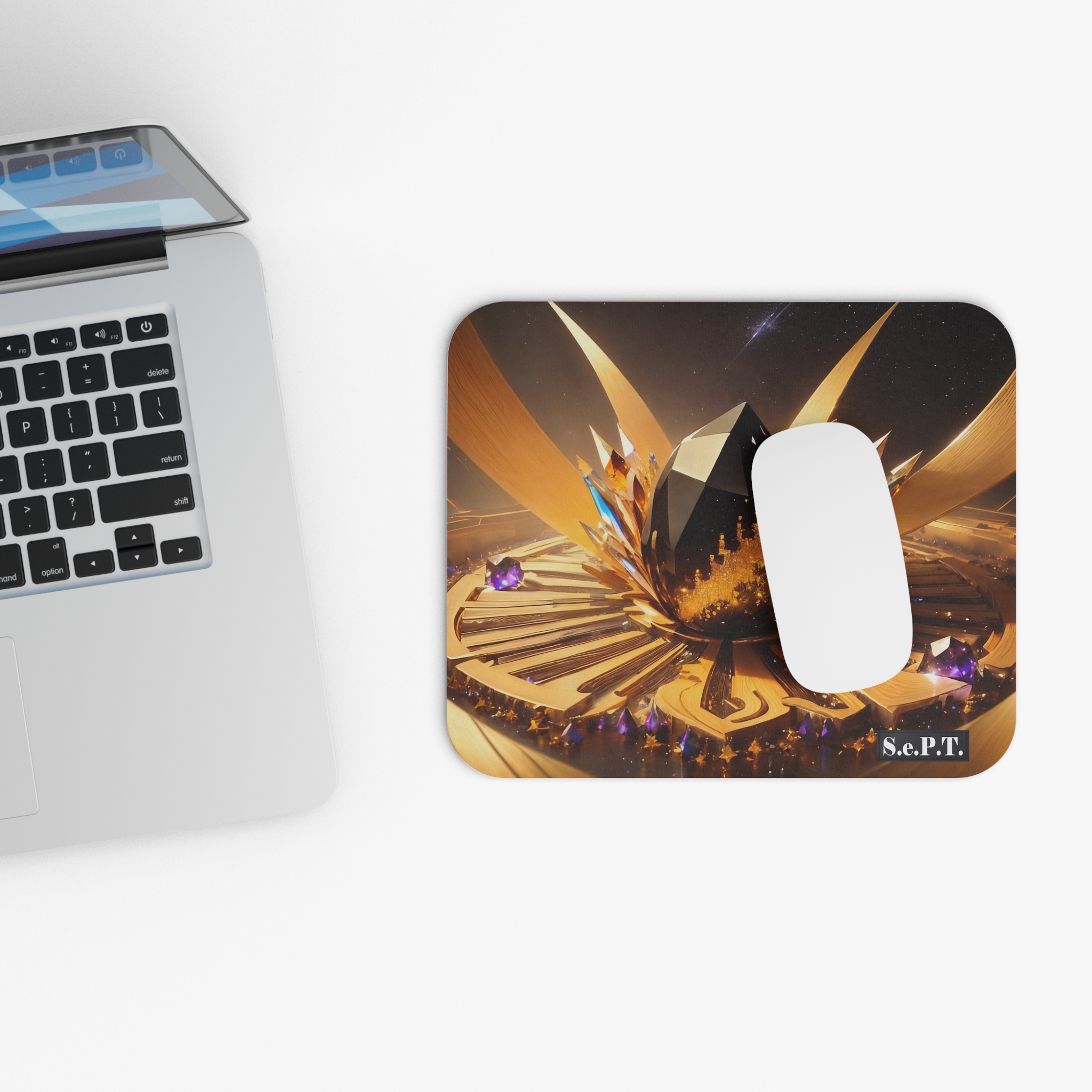 Elegant Jewelled Golden Black & Purple Gemstones - Mouse Pad - (S.e.P.T.) - Image 4