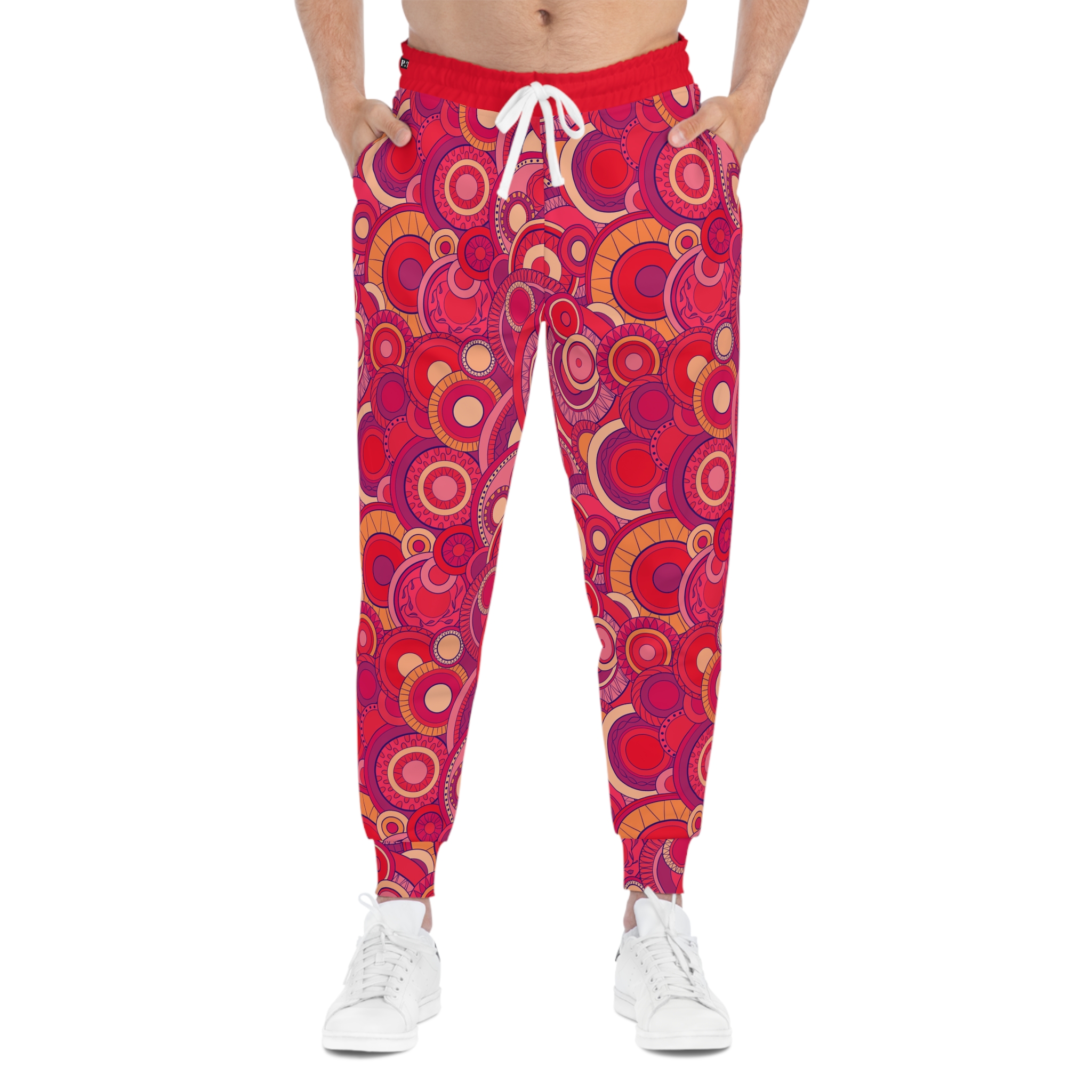 Bright Fuchsia Groovy Swirl Mandala Print Athletic Joggers (S.e.P.T.™) - Image 3