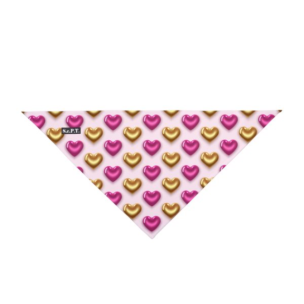 Glossy Pink and Gold Hearts Pattern Pet Bandana - (S.e.P.T.)