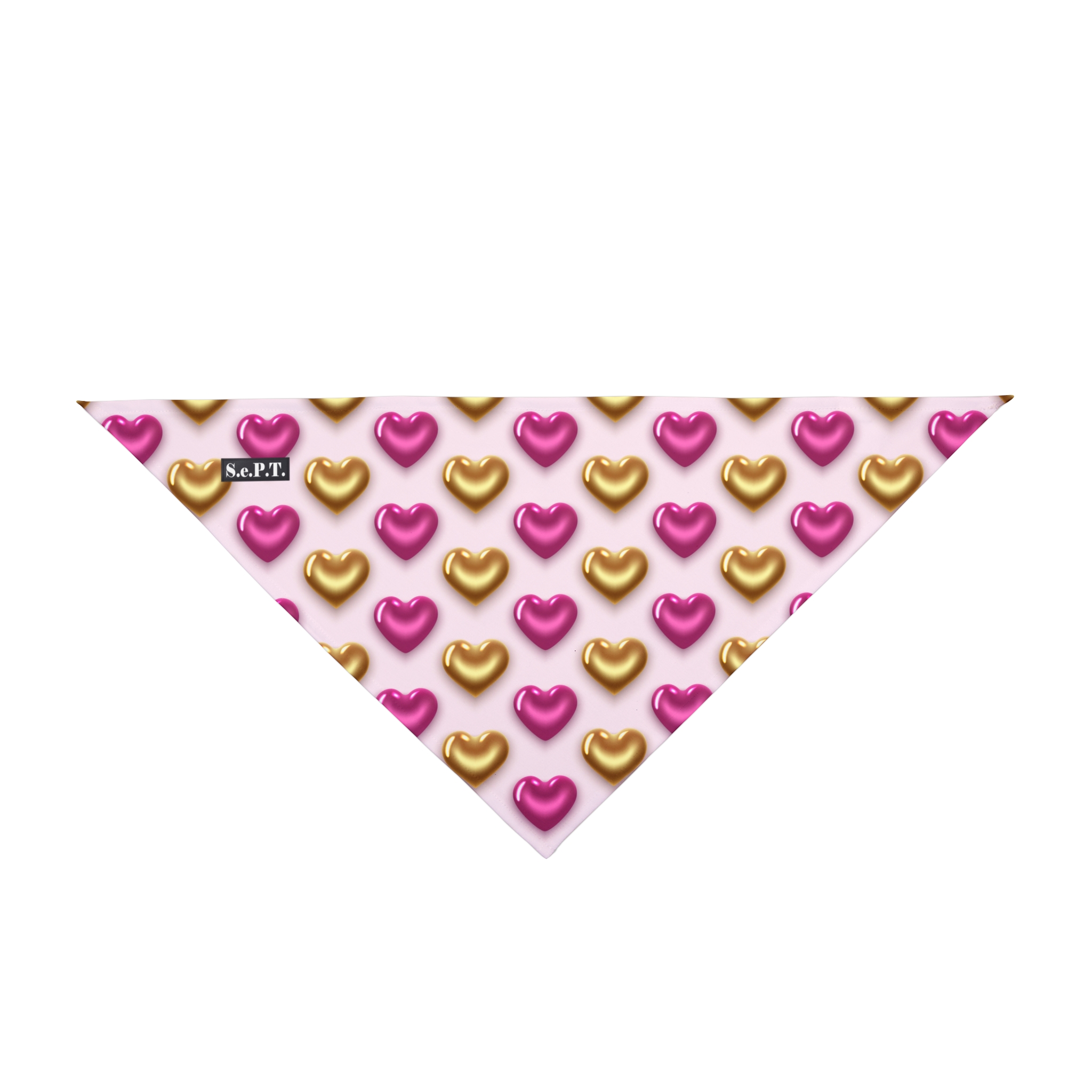 Glossy Pink and Gold Hearts Pattern Pet Bandana - (S.e.P.T.)
