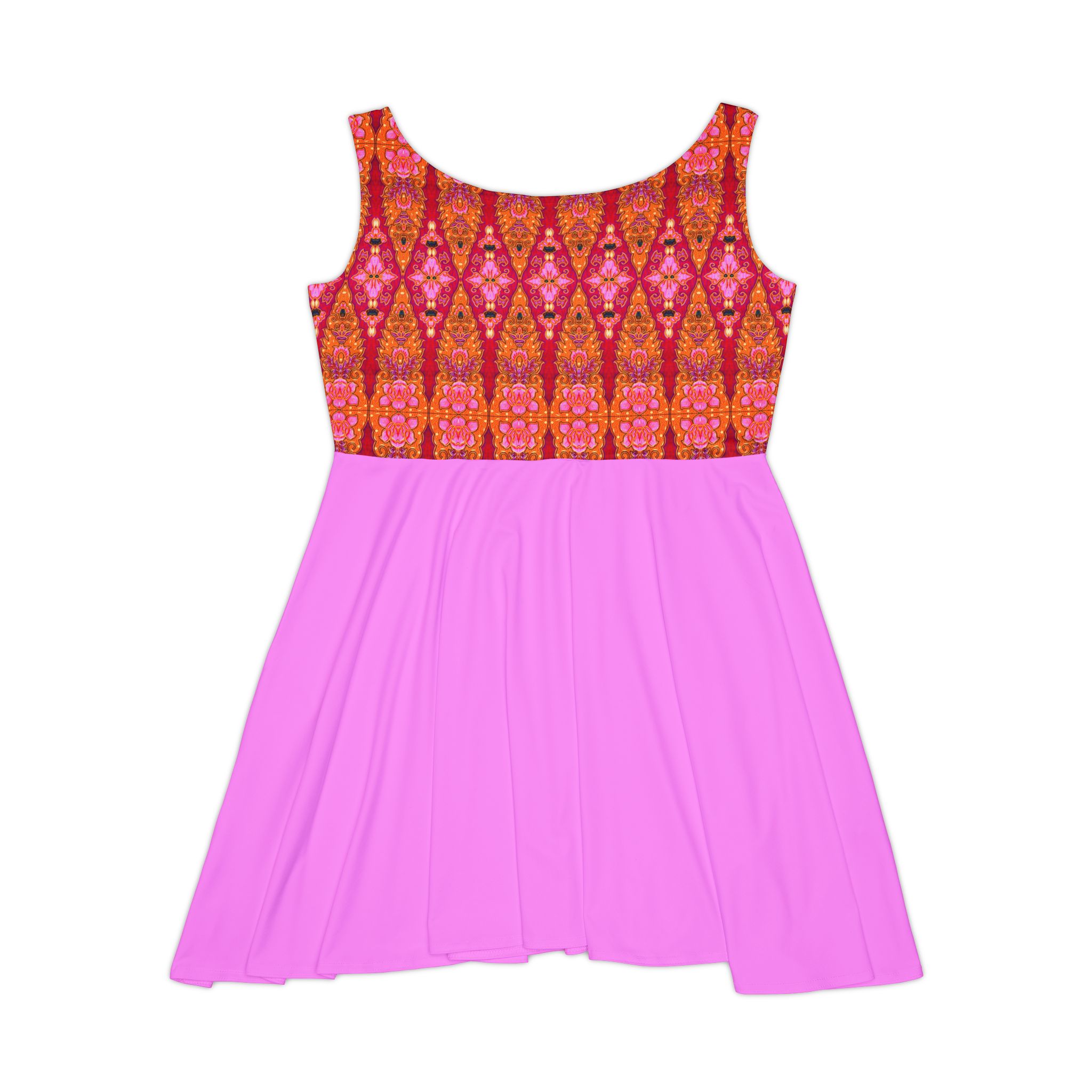 Bohemian Bright Fuchsia Geometric Fuchsia Women's Skater Dress (S.e.P.T.™) - Image 4