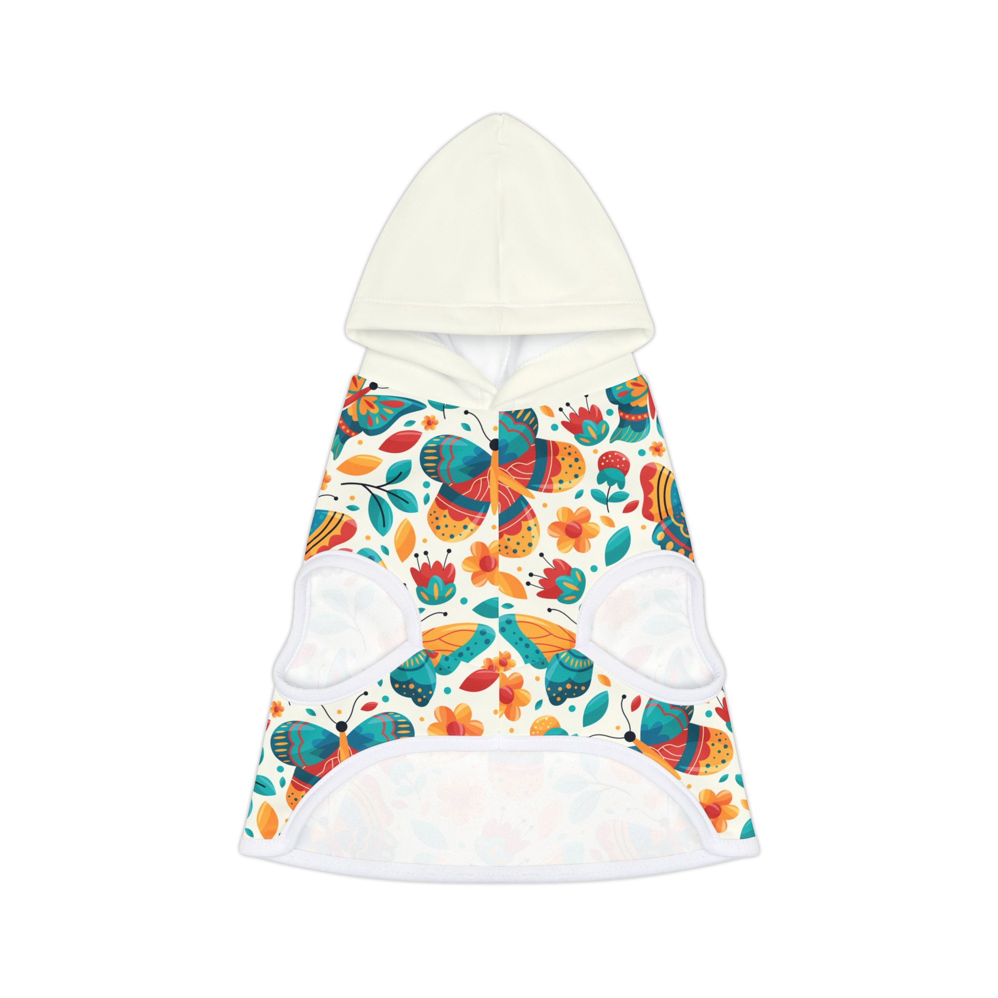 Whimsical Retro Butterfly Garden Print Cat & Dog Pet Hoodie - (S.e.P.T.™) - Image 2