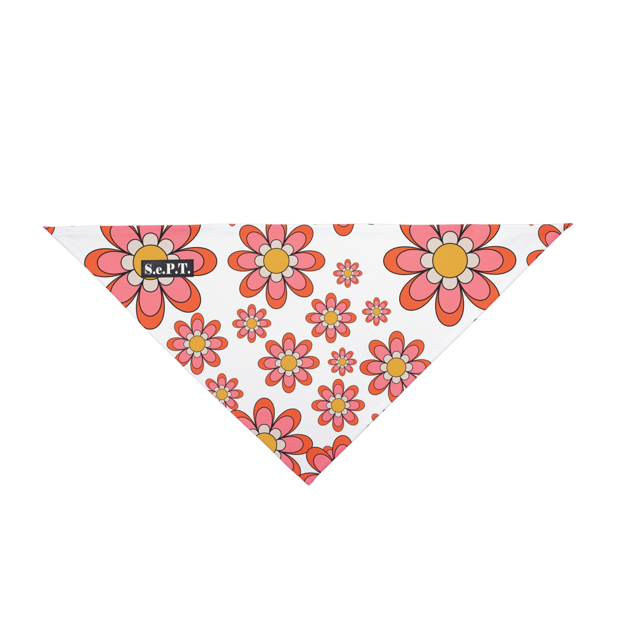 Retro Fun Pink Daisy Floral Print Pet Bandana - (S.e.P.T.™) - Image 3