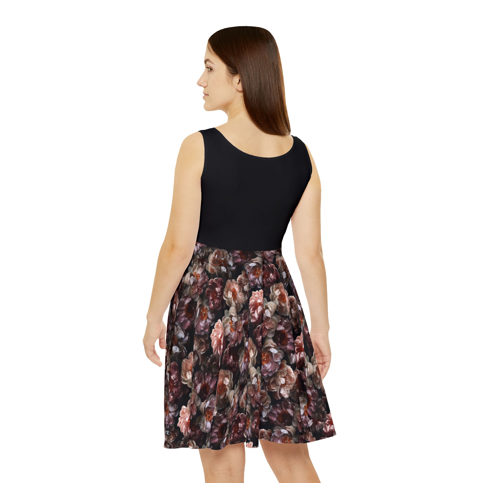 Romantic Antique Rose Botanical Print Black` Women's Skater Dress (S.e.P.T.™) - Image 5