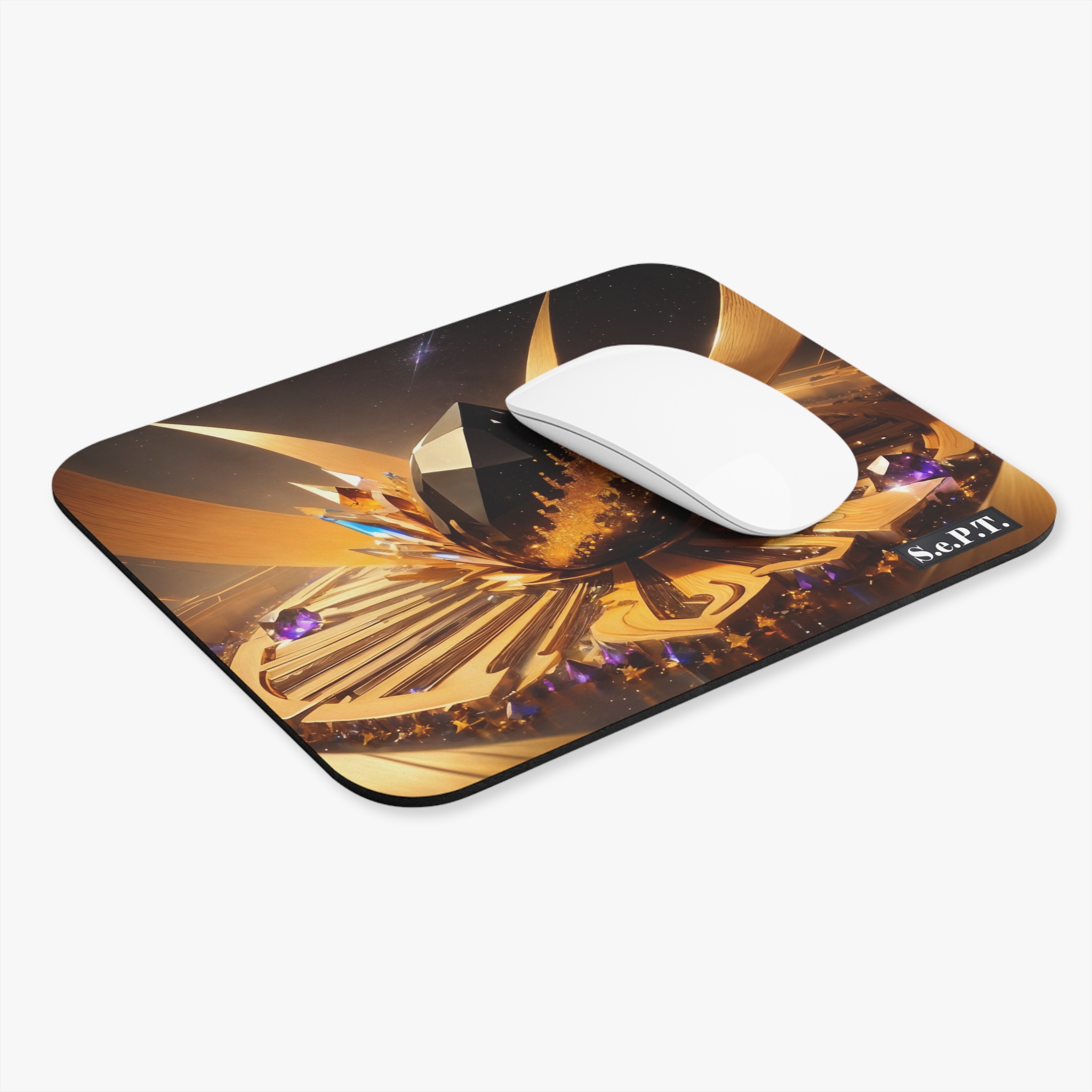 Elegant Jewelled Golden Black & Purple Gemstones - Mouse Pad - (S.e.P.T.) - Image 3