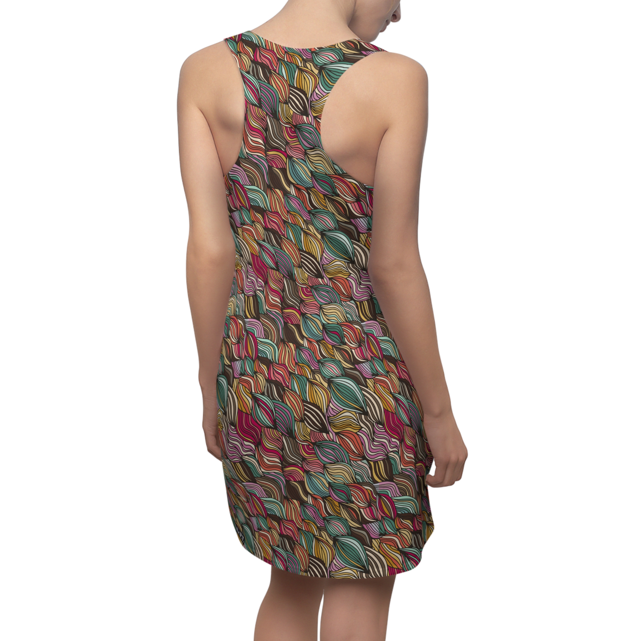 Abstract Wavy Lines Geometric Print Women's Racerback Dress (S.e.P.T.™) - Image 7