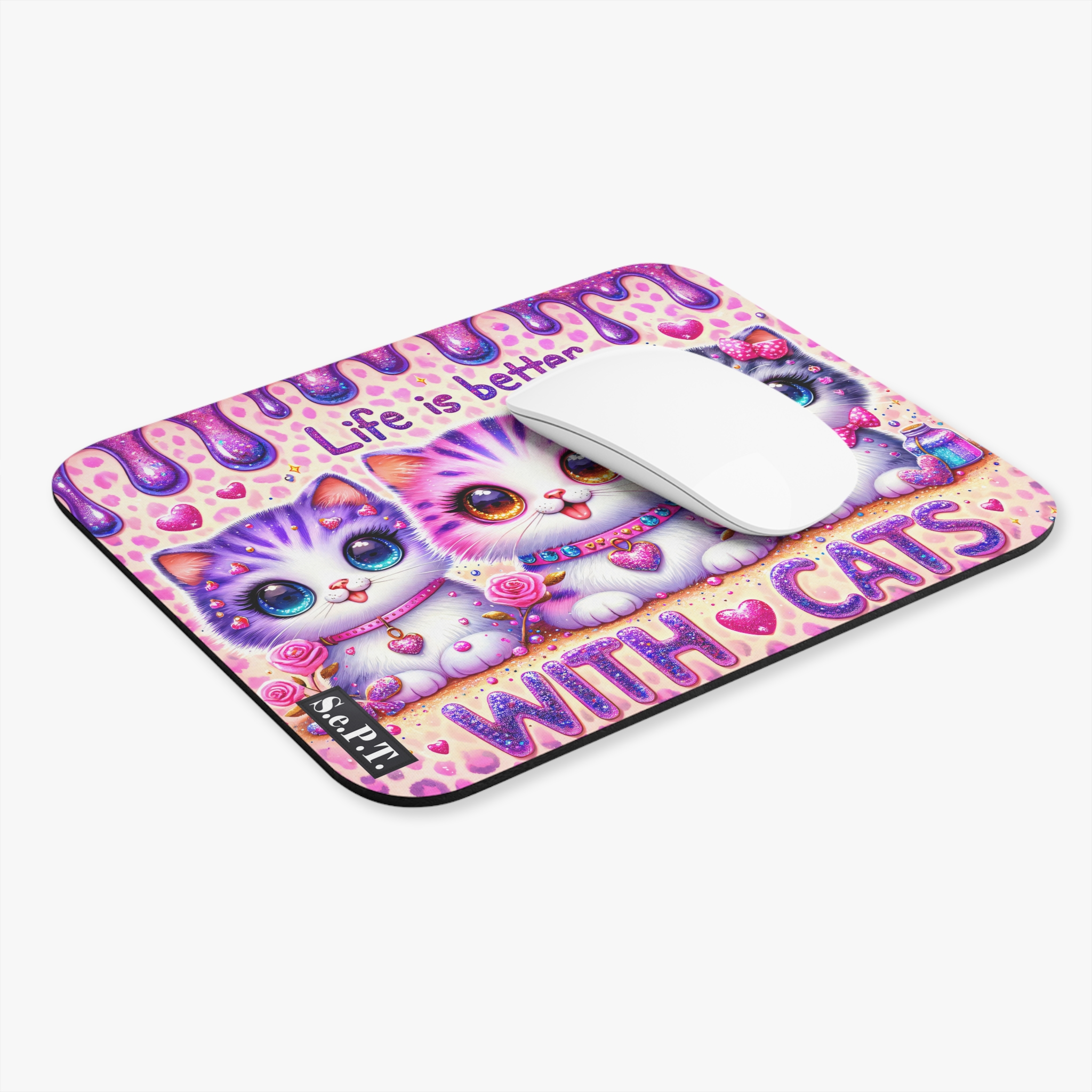 3D Cats (Design 2-1) - 9x8 Mouse Pad - (S.e.P.T.™) - Image 3