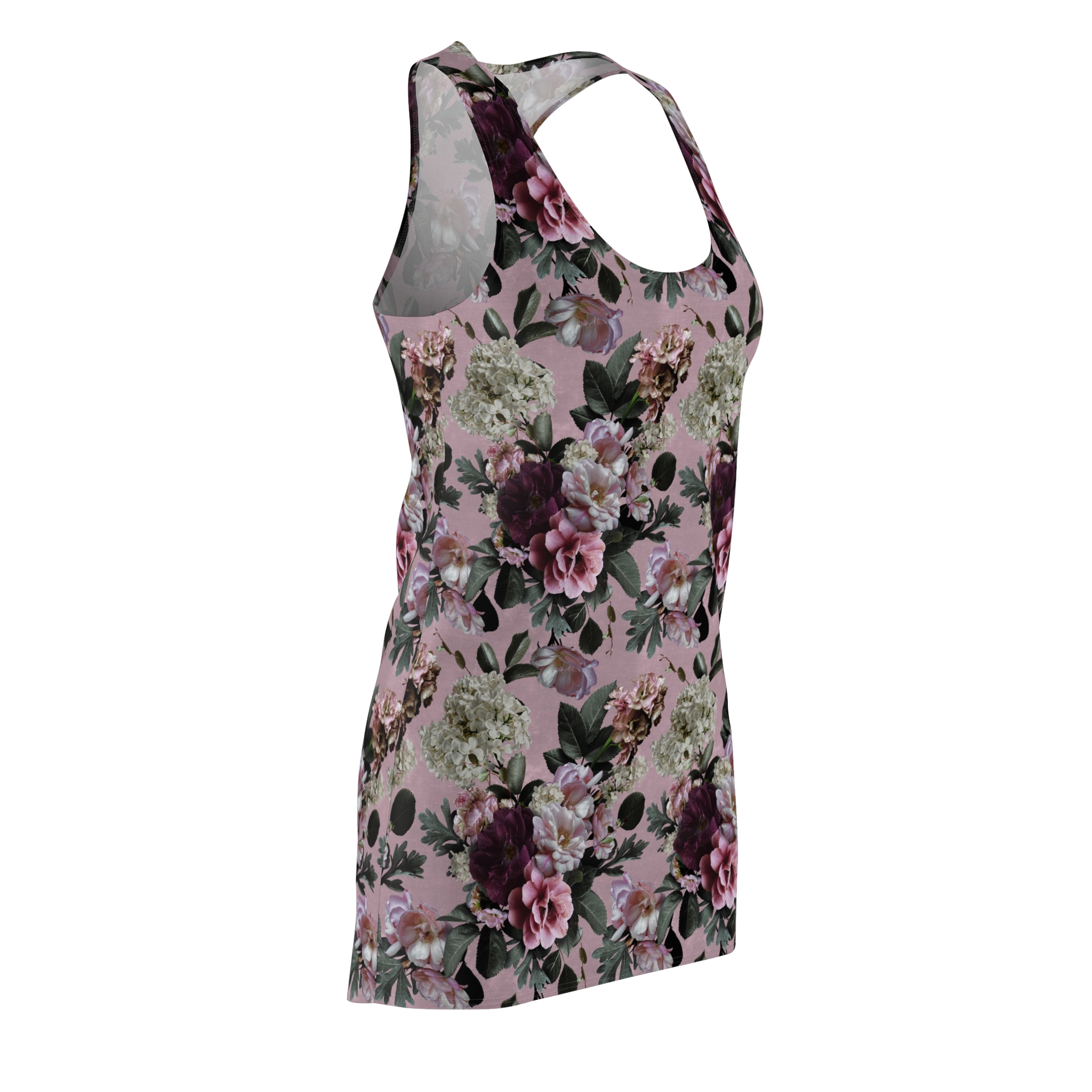 Romantic Vintage Rose Bouquet Botanical Print Women's Racerback Dress (S.e.P.T.™) - Image 4