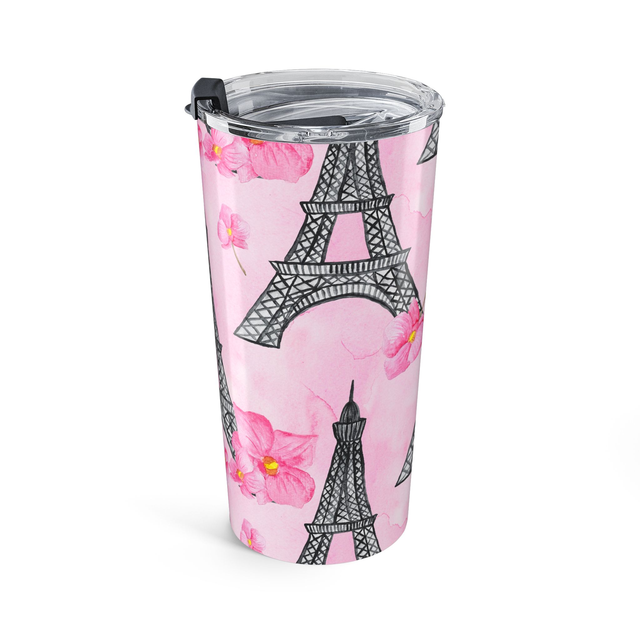 Parisian Eiffel Tower & Pink Floral - Tumbler 20oz - (S.e.P.T.™) - Image 4