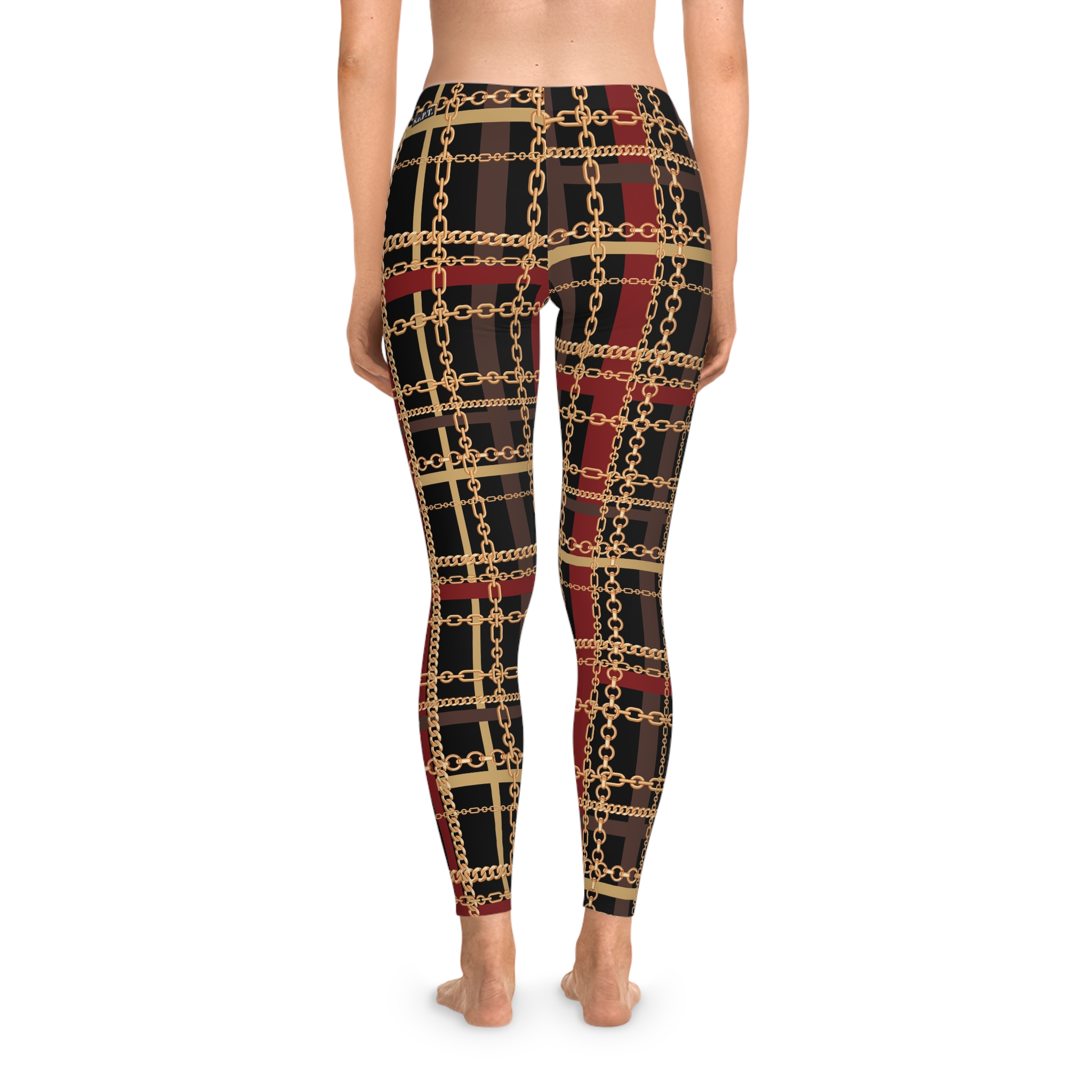 Regal Tartan Chain Plaid Print Stretchy Leggings (S.e.P.T.™) - Image 4