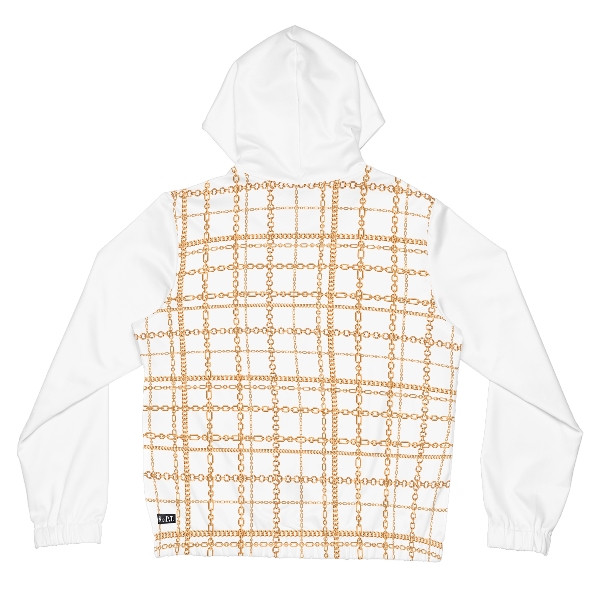 Chic White & Gold Chain Plaid Print Women’s Full-Zip Hoodie (S.e.P.T.™) - Image 3