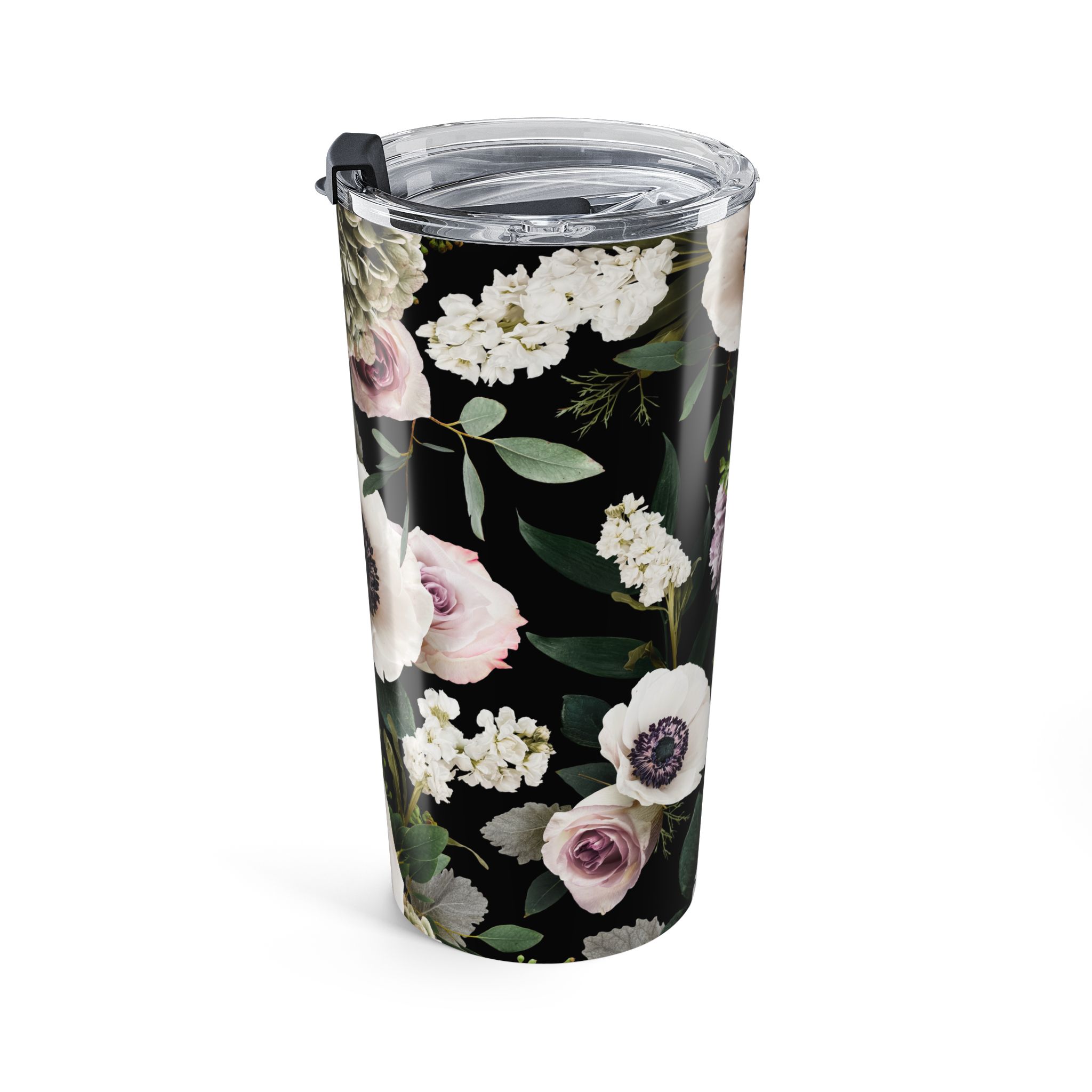 Sophisticated White Moody Floral Print Black - Tumbler 20oz - (S.e.P.T.™) - Image 4