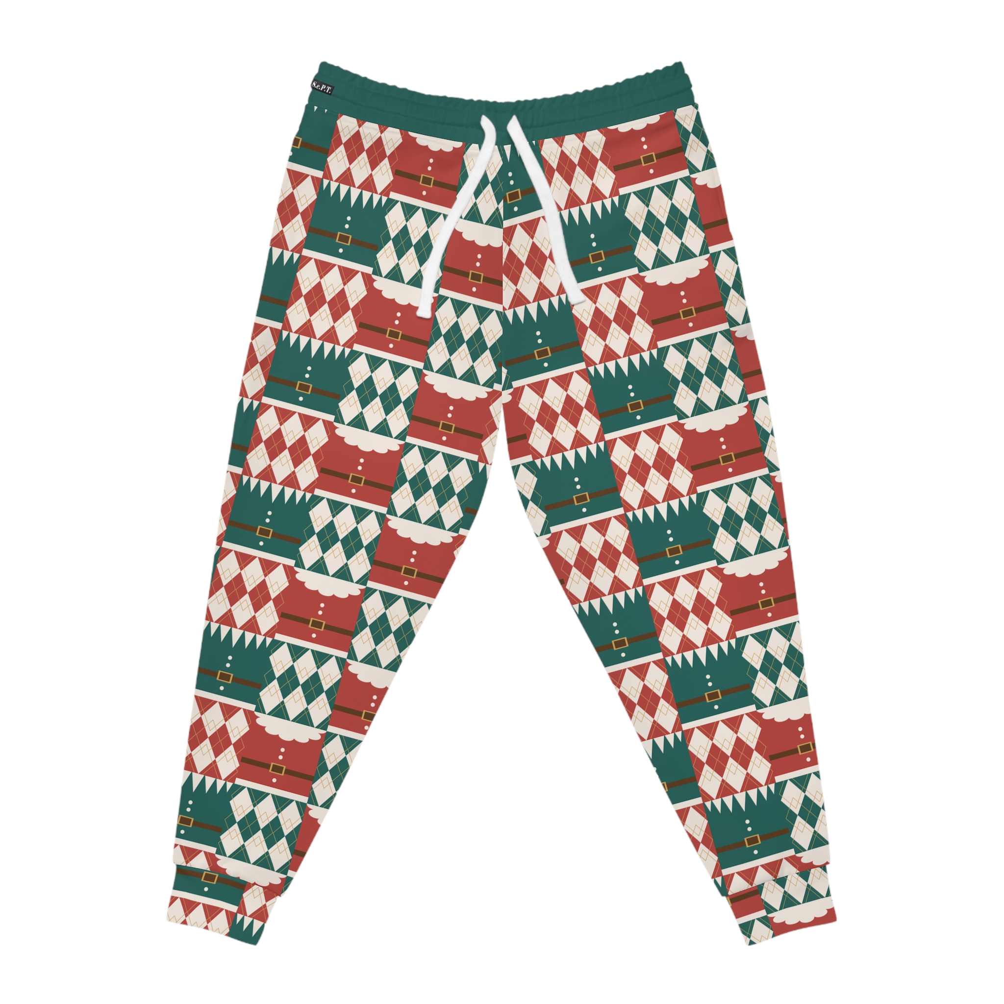 Holiday Santa Suit & Harlequin Quilt Pattern w/Treasure Pockets™ Athletic Joggers (S.e.P.T.™) - Image 4