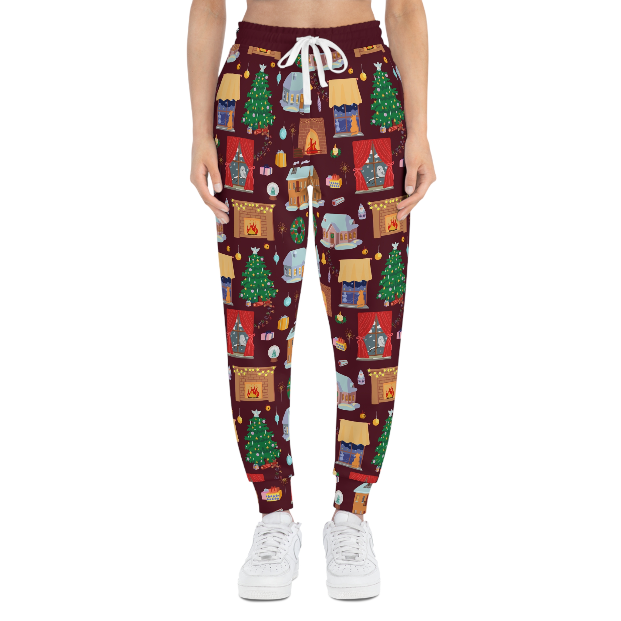 Cozy Christmas Village Holiday Print w/Treasure Pockets™ Athletic Joggers (S.e.P.T.™) - Image 2