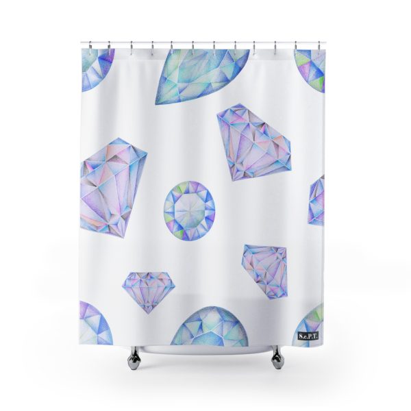 Blue & Purple Gemstone Faceted Crystals (watercolor style) Shower Curtain Option 1 - (S.e.P.T.)