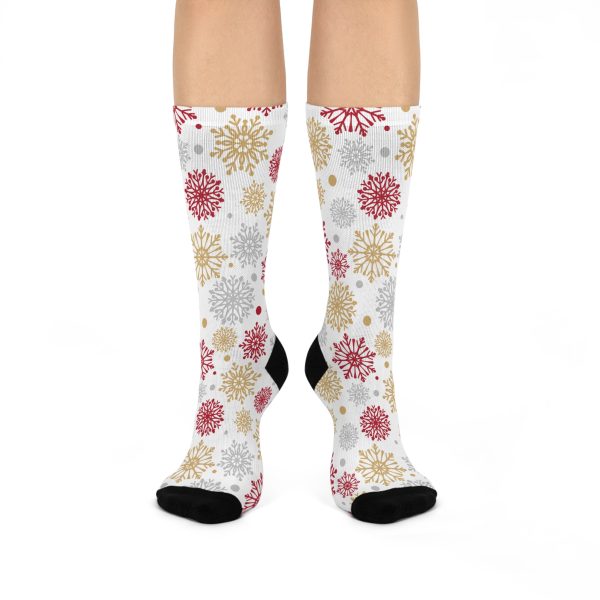 Holly Jolly Gold & Silver Snowflake Cushioned Crew Socks