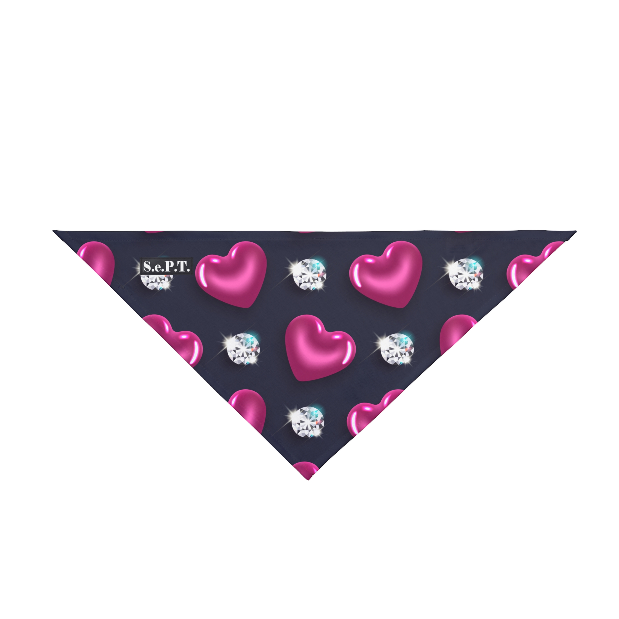 Glossy Pink Hearts & Diamonds Print Pet Bandana - (S.e.P.T.™) - Image 3