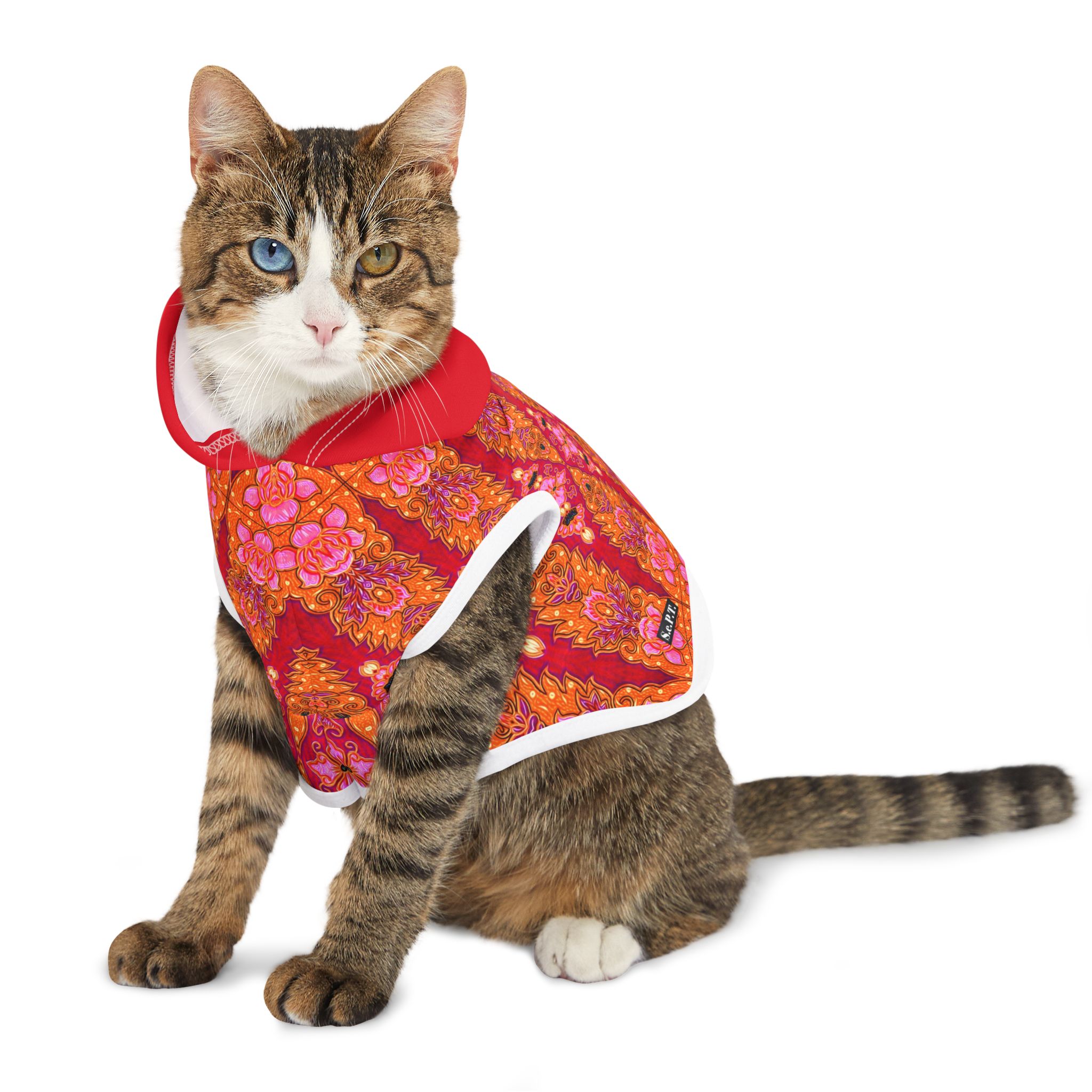 Bohemian Bright Fuchsia & Orange Geometric Pattern Cat & Dog Pet Hoodie - (S.e.P.T.™) - Image 9