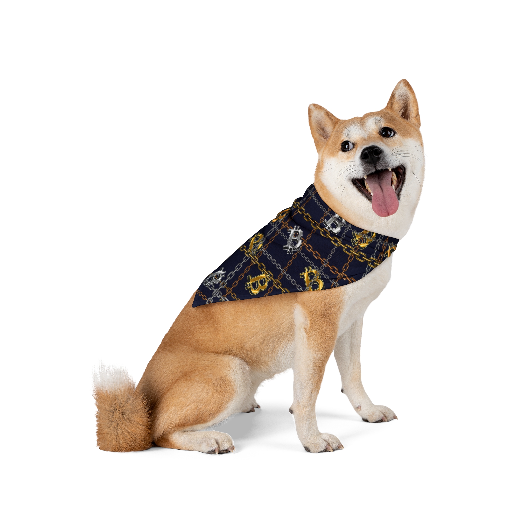 Bitcoin Crypto Chain Plaid Pet Bandana - (S.e.P.T.™) - Image 2
