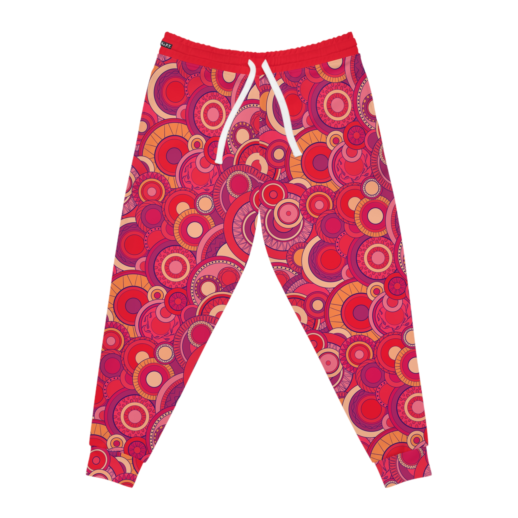 Bright Fuchsia Groovy Swirl Mandala Print Athletic Joggers (S.e.P.T.™) - Image 4