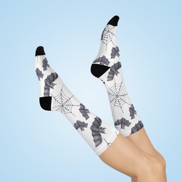 Flying Bats & Spiderweb Pattern Cushioned Crew Socks (S.e.P.T.) - Image 2