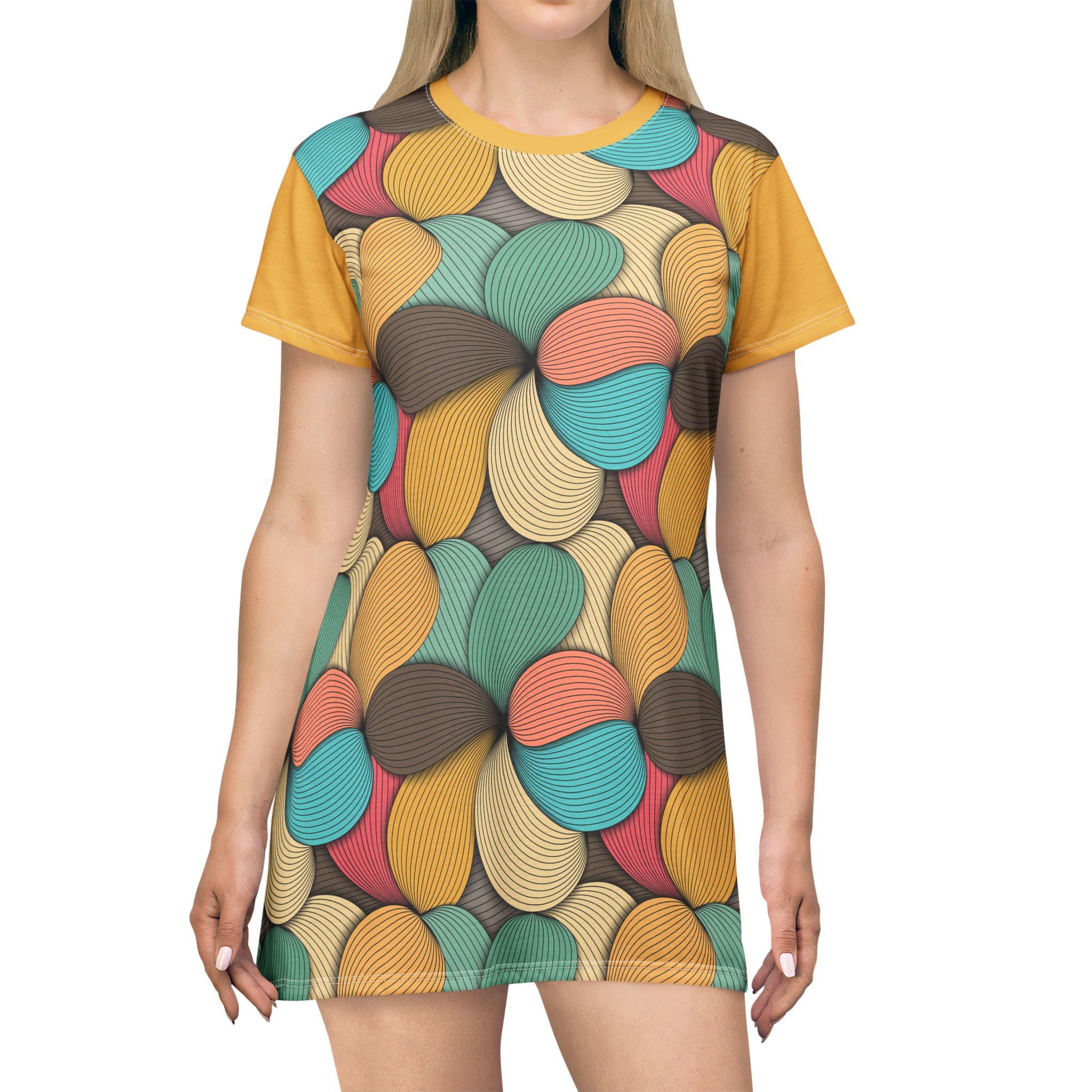Mid-Century Modern Wavy Abstract T-Shirt Dress (S.e.P.T.™)