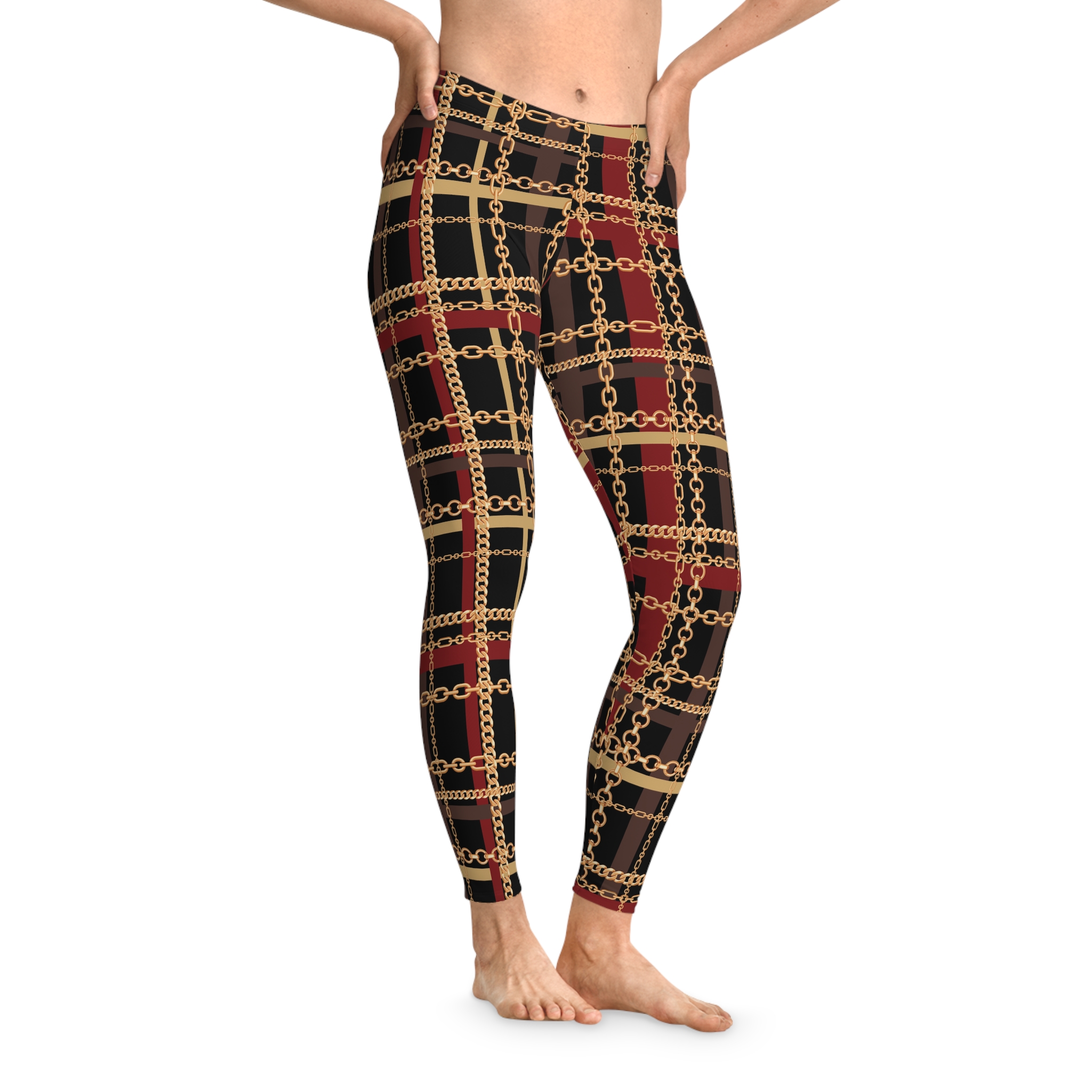 Regal Tartan Chain Plaid Print Stretchy Leggings (S.e.P.T.™)