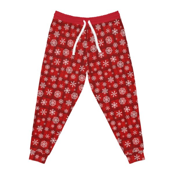 Holiday Cheer Red Tartan Snowflake Athletic Joggers (AOP) - Image 3