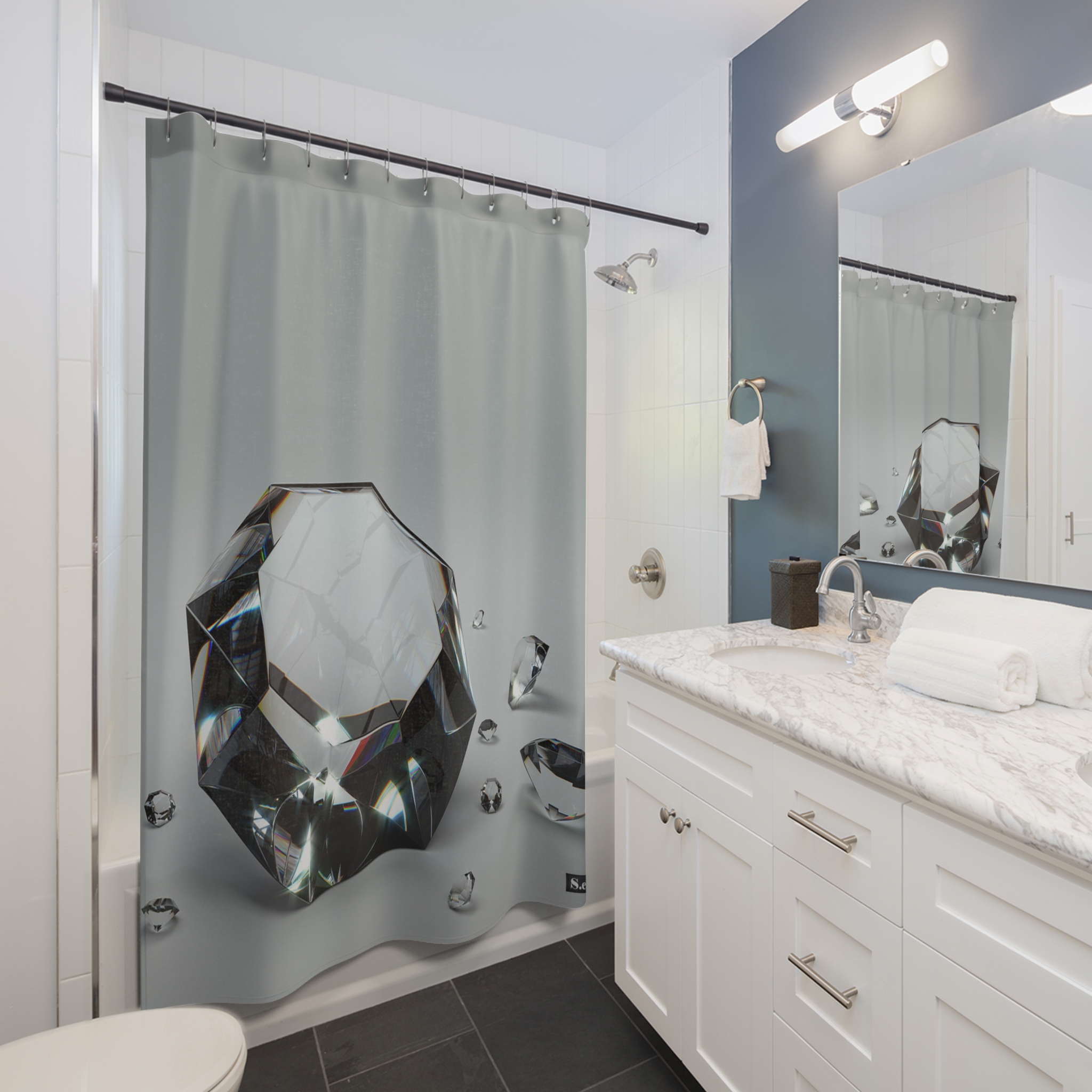 Black & White - DIAMONDS - Shower Curtain - (S.e.P.T.) - Image 3