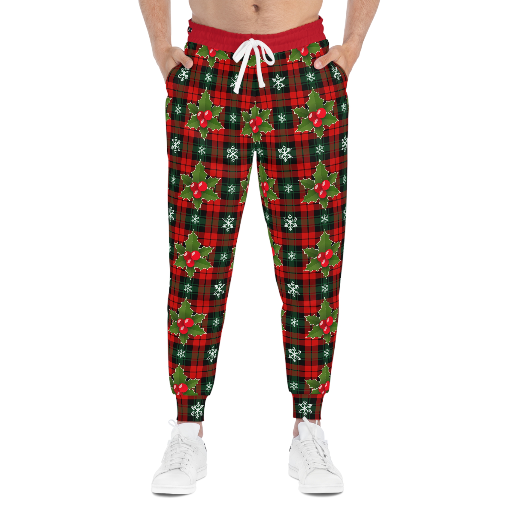 Festive Christmas Holly Plaid Print w/Treasure Pockets™ Athletic Joggers (S.e.P.T.™) - Image 3