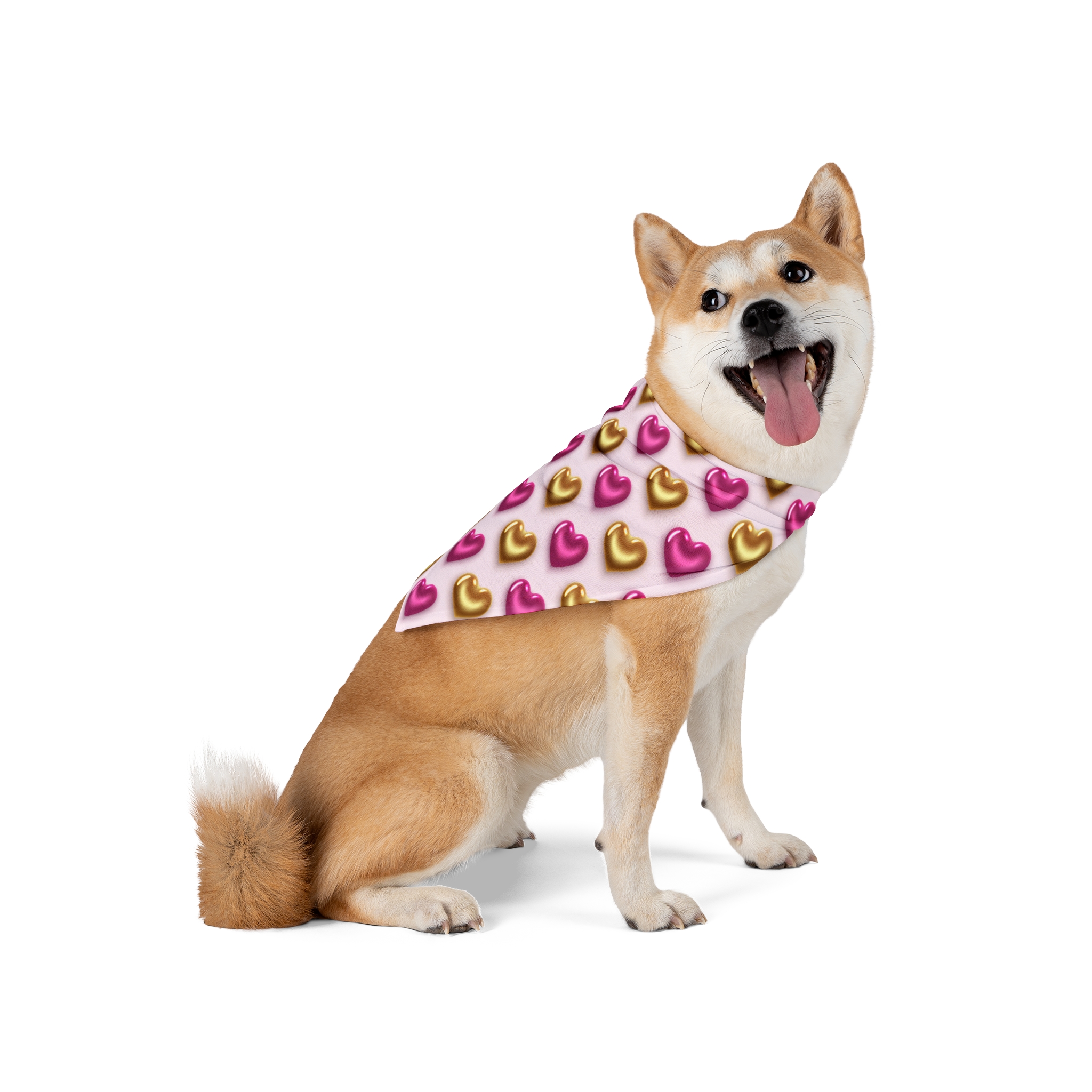Glossy Pink and Gold Hearts Pattern Pet Bandana - (S.e.P.T.) - Image 5