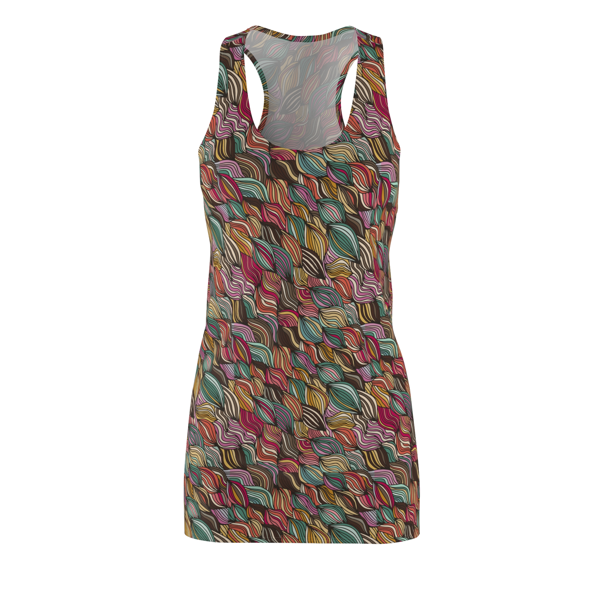 Abstract Wavy Lines Geometric Print Women's Racerback Dress (S.e.P.T.™) - Image 2
