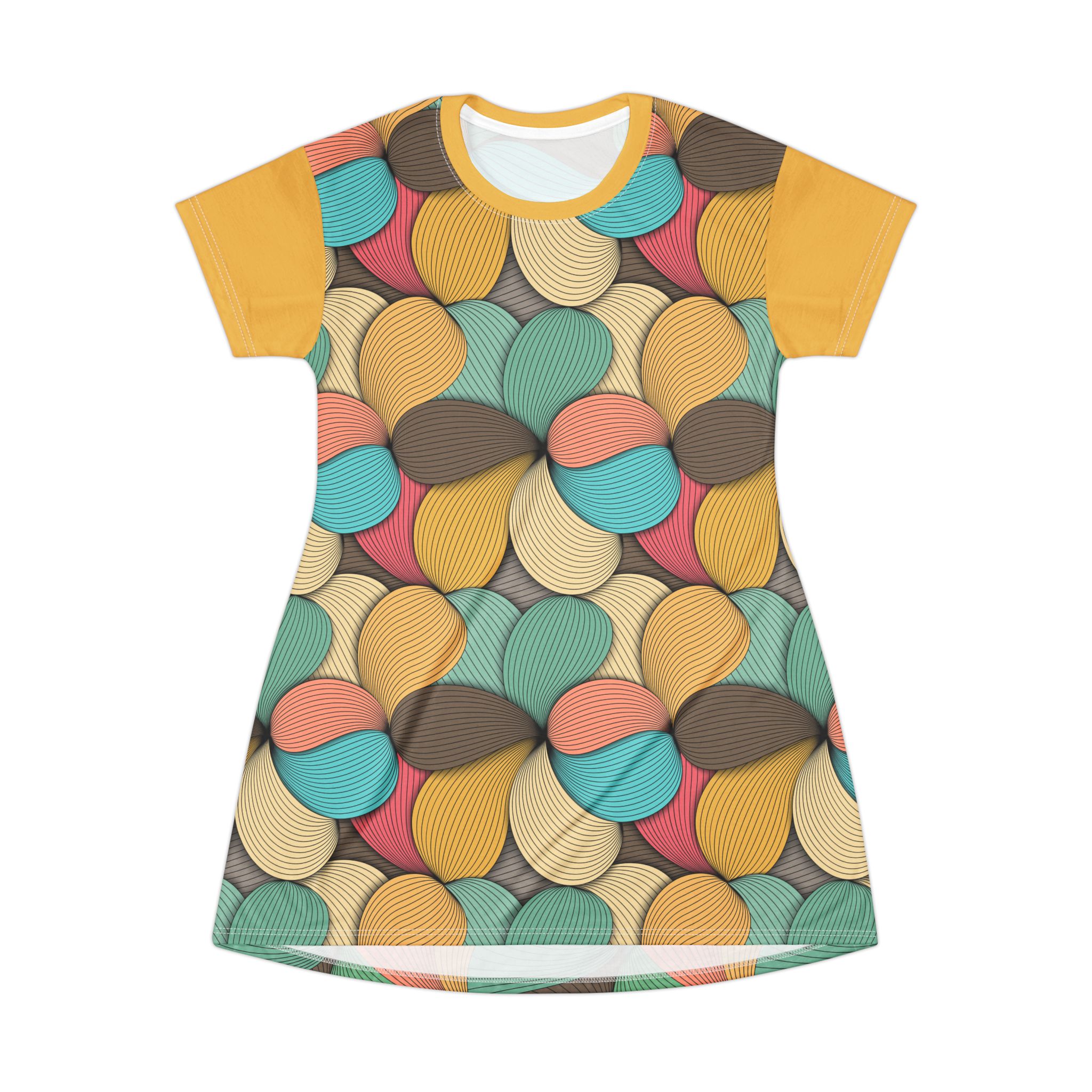 Mid-Century Modern Wavy Abstract T-Shirt Dress (S.e.P.T.™) - Image 2