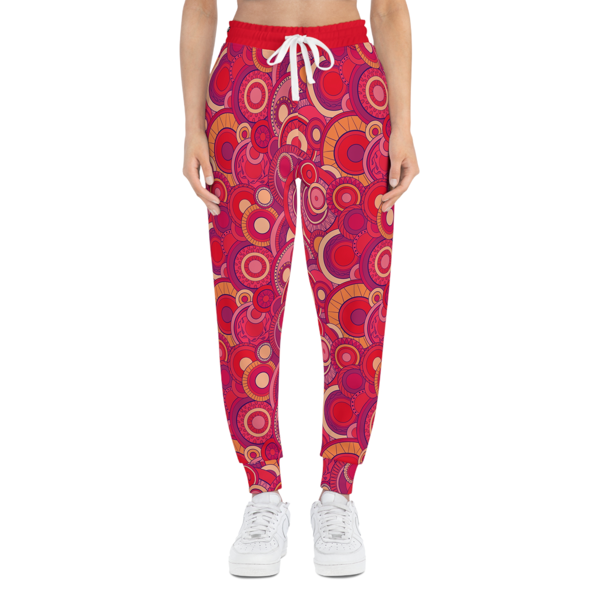 Bright Fuchsia Groovy Swirl Mandala Print Athletic Joggers (S.e.P.T.™) - Image 2