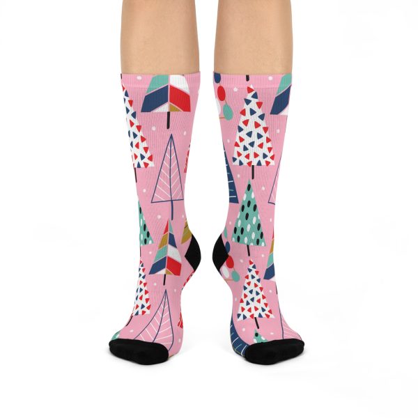 Pink Holiday Cheer Cushioned Crew Socks