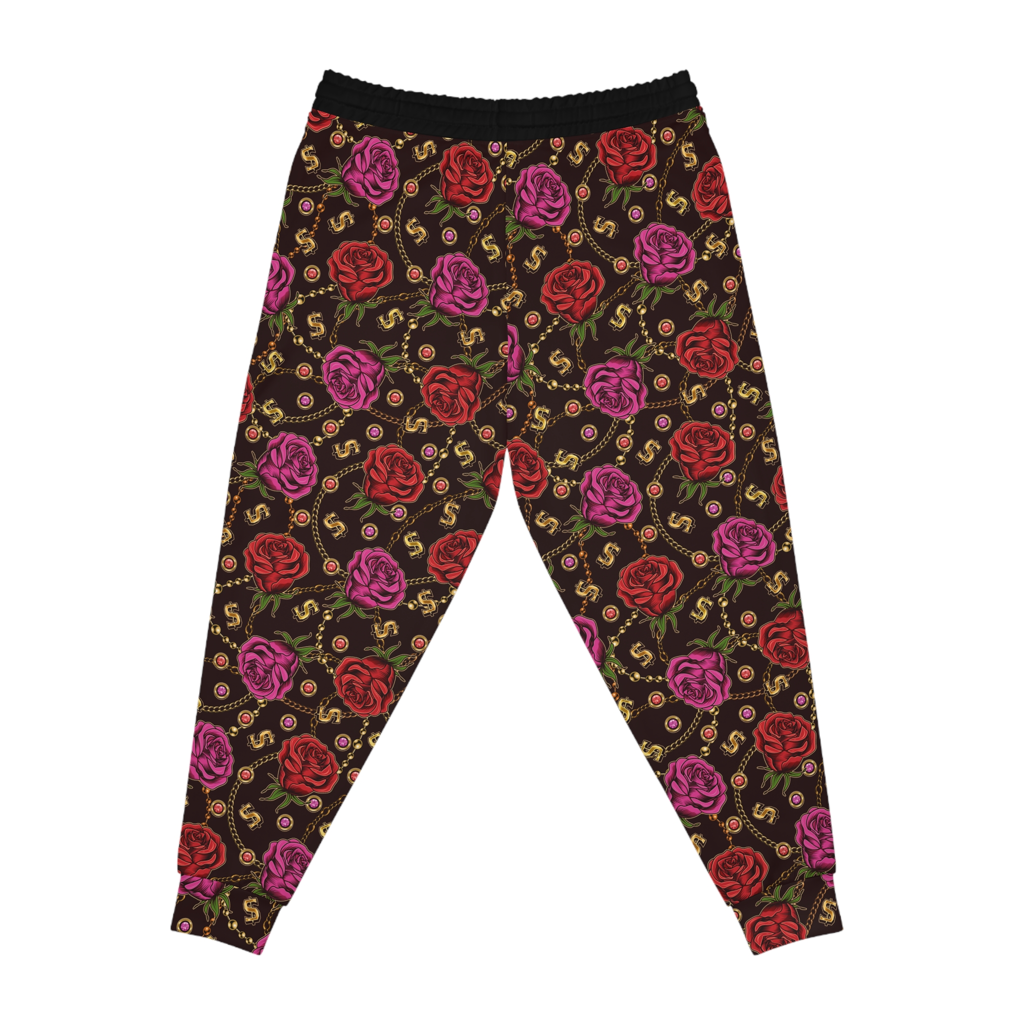 Dark Romantic Rose & Scroll Pattern Athletic Joggers (S.e.P.T.™) - Image 5