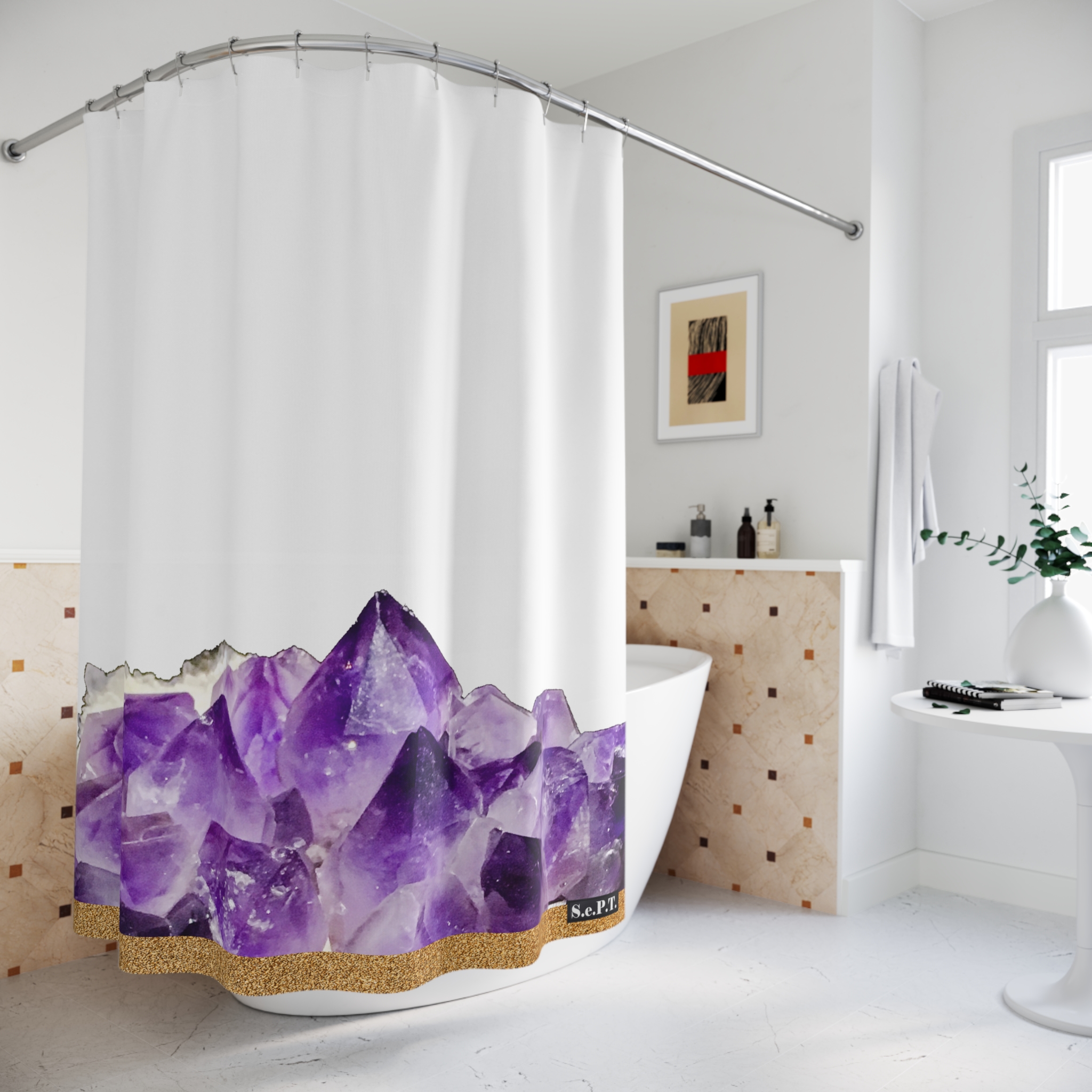 Purple Amethyst Crystal Geode - Shower Curtain Option 2 - (S.e.P.T.) - Image 4
