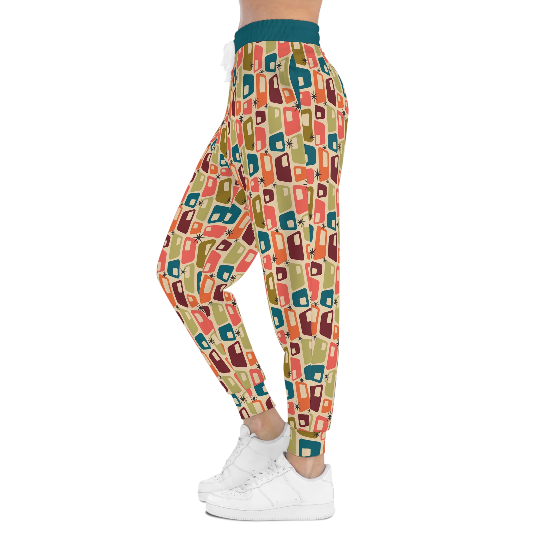 Mid-Century Atomic Retro Squares Print Athletic Joggers (S.e.P.T.™)