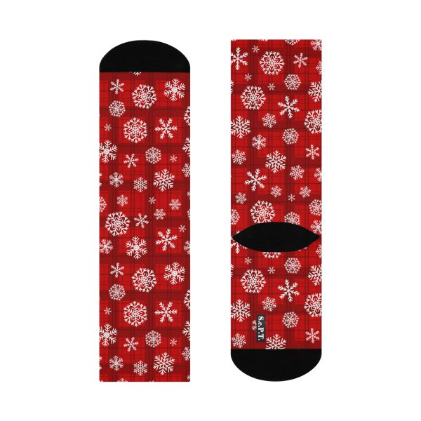 Holiday Cheer Red Tartan Snowflake Cushioned Crew Socks (S.e.P.T.) - Image 5