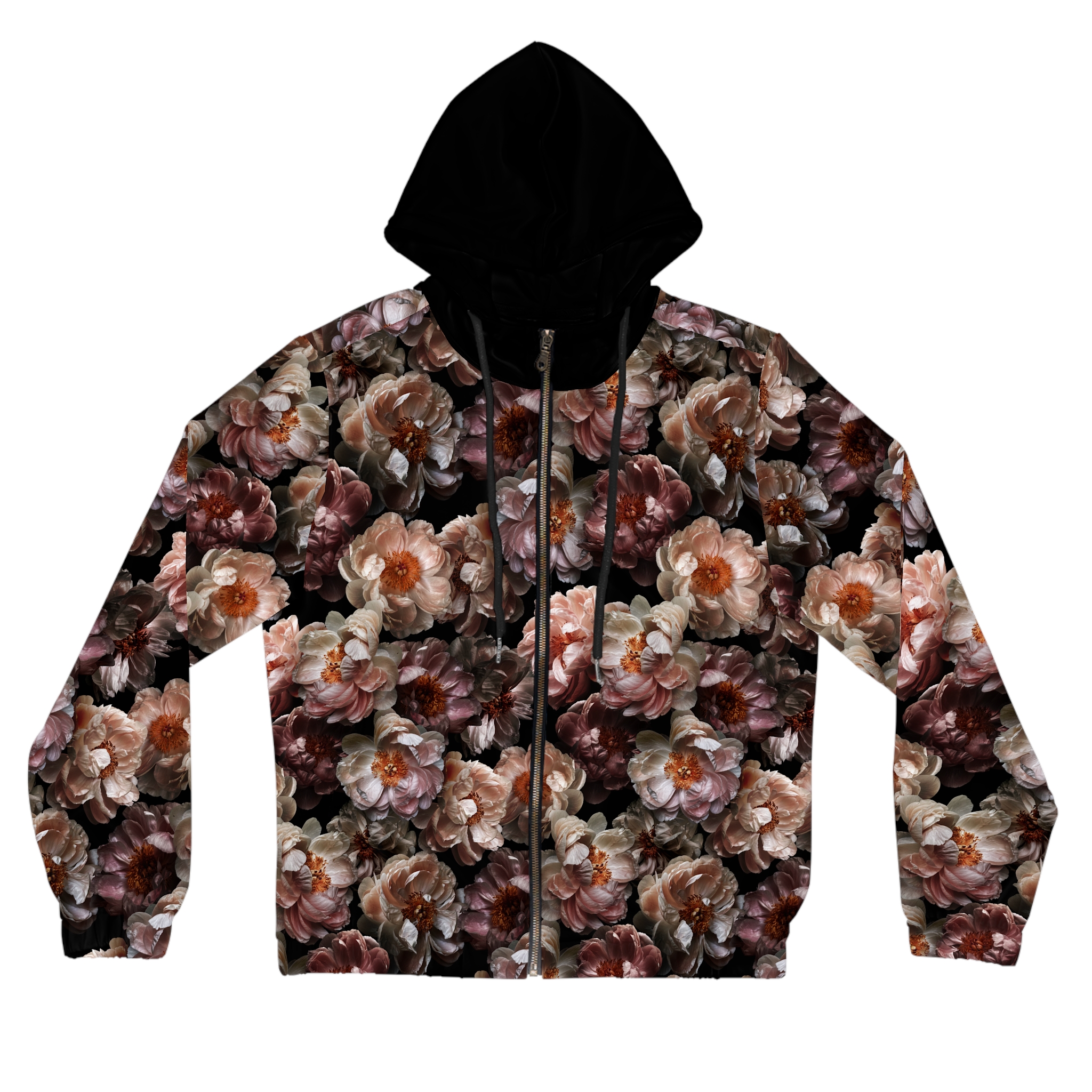 Romantic Antique Rose Botanical Print Women’s Full-Zip Hoodie (S.e.P.T.™) - Image 2