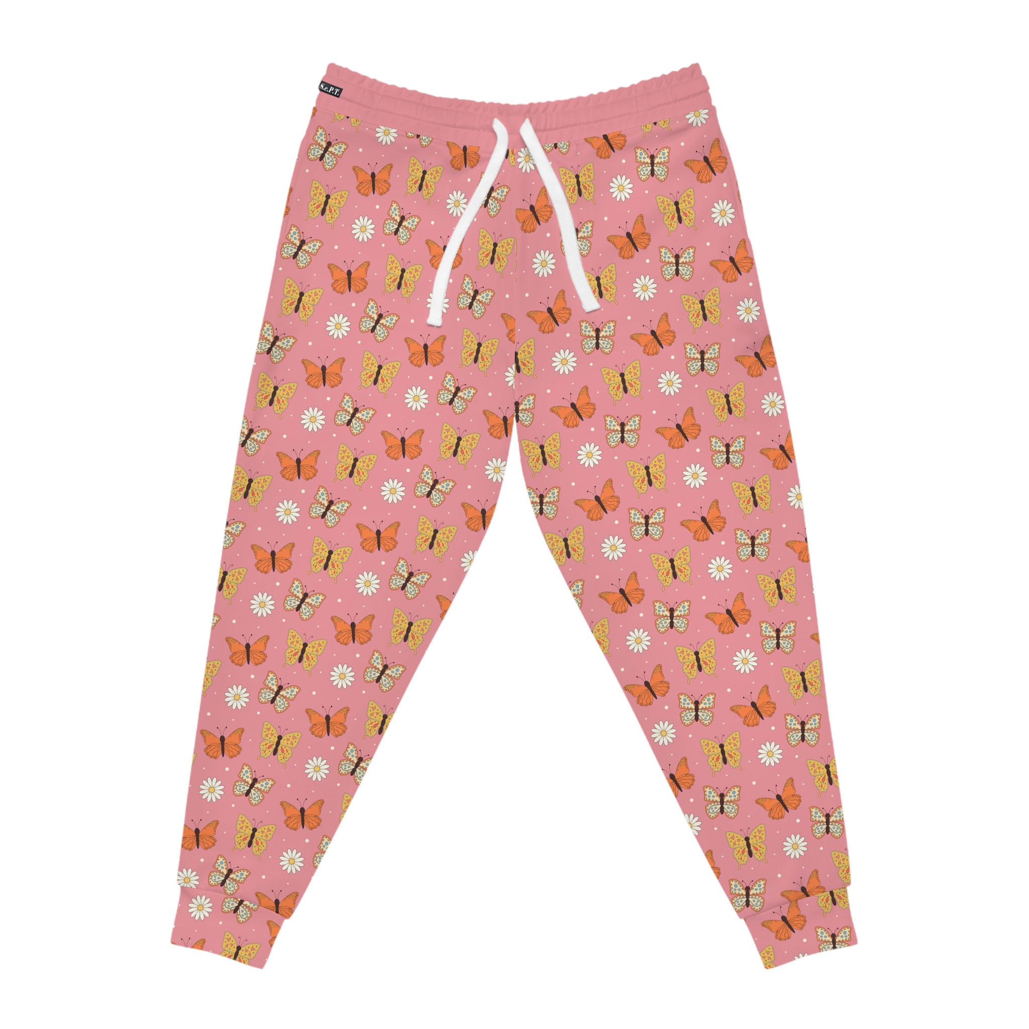 70s Retro Groovy Butterfly & Daisy Print w/Treasure Pockets™ Athletic Joggers (S.e.P.T.™) - Image 4