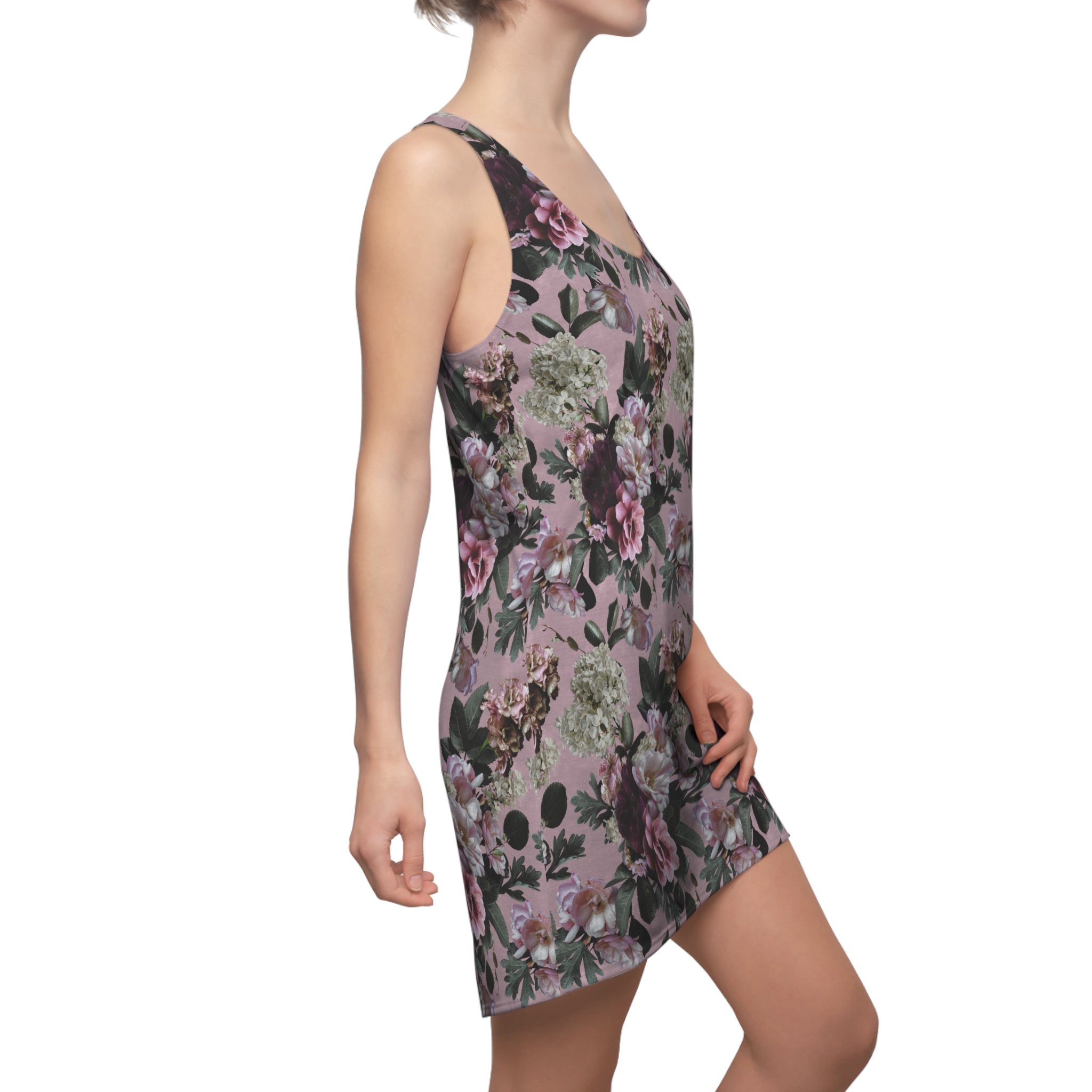 Romantic Vintage Rose Bouquet Botanical Print Women's Racerback Dress (S.e.P.T.™) - Image 6