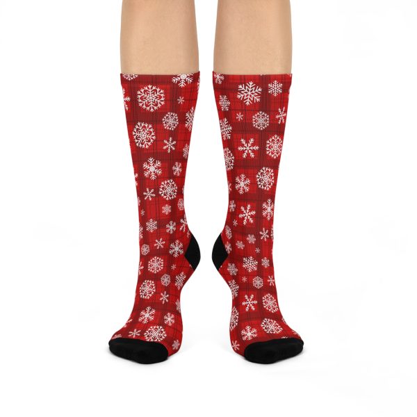 Holiday Cheer Red Tartan Snowflake Cushioned Crew Socks (S.e.P.T.)