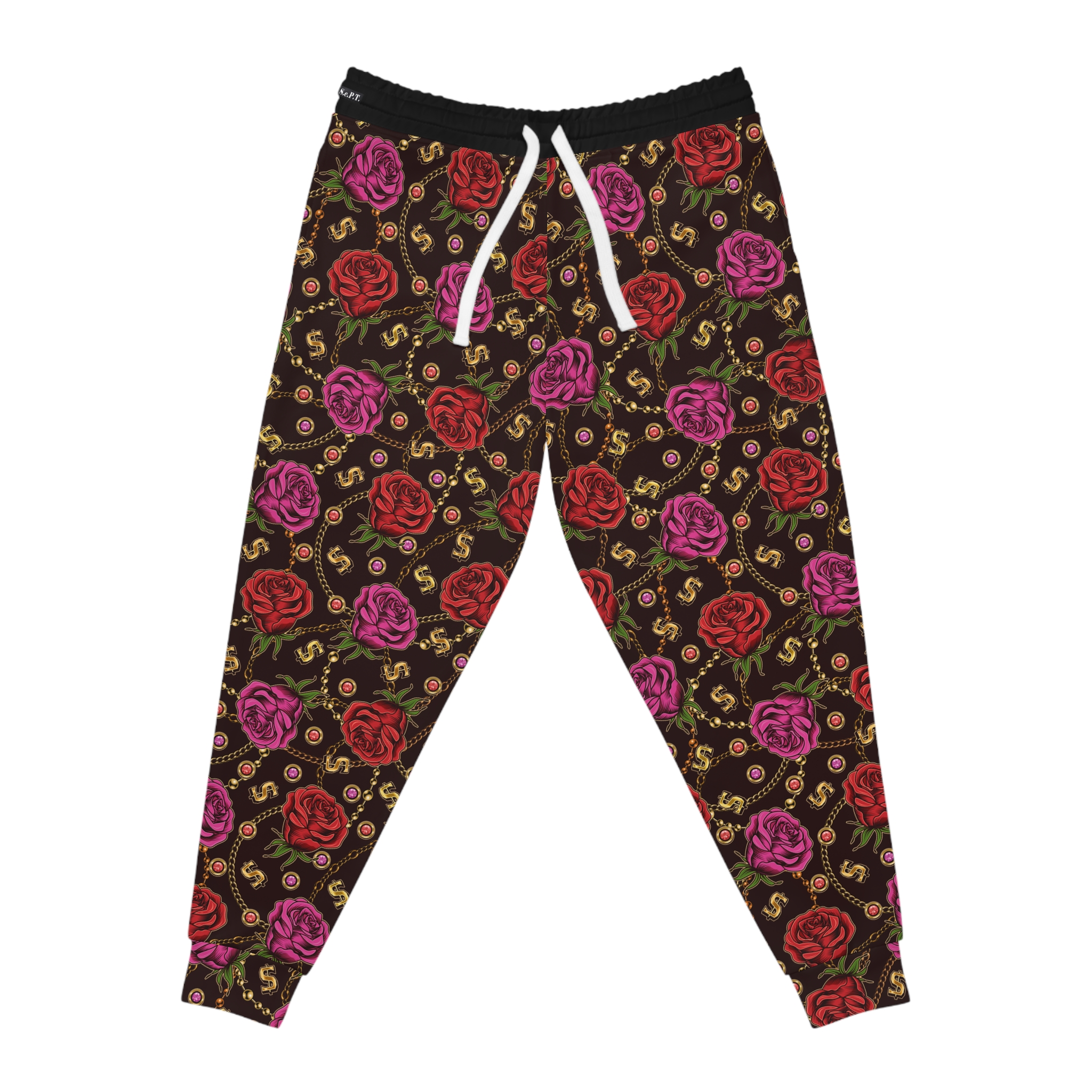 Dark Romantic Rose & Scroll Pattern Athletic Joggers (S.e.P.T.™) - Image 4