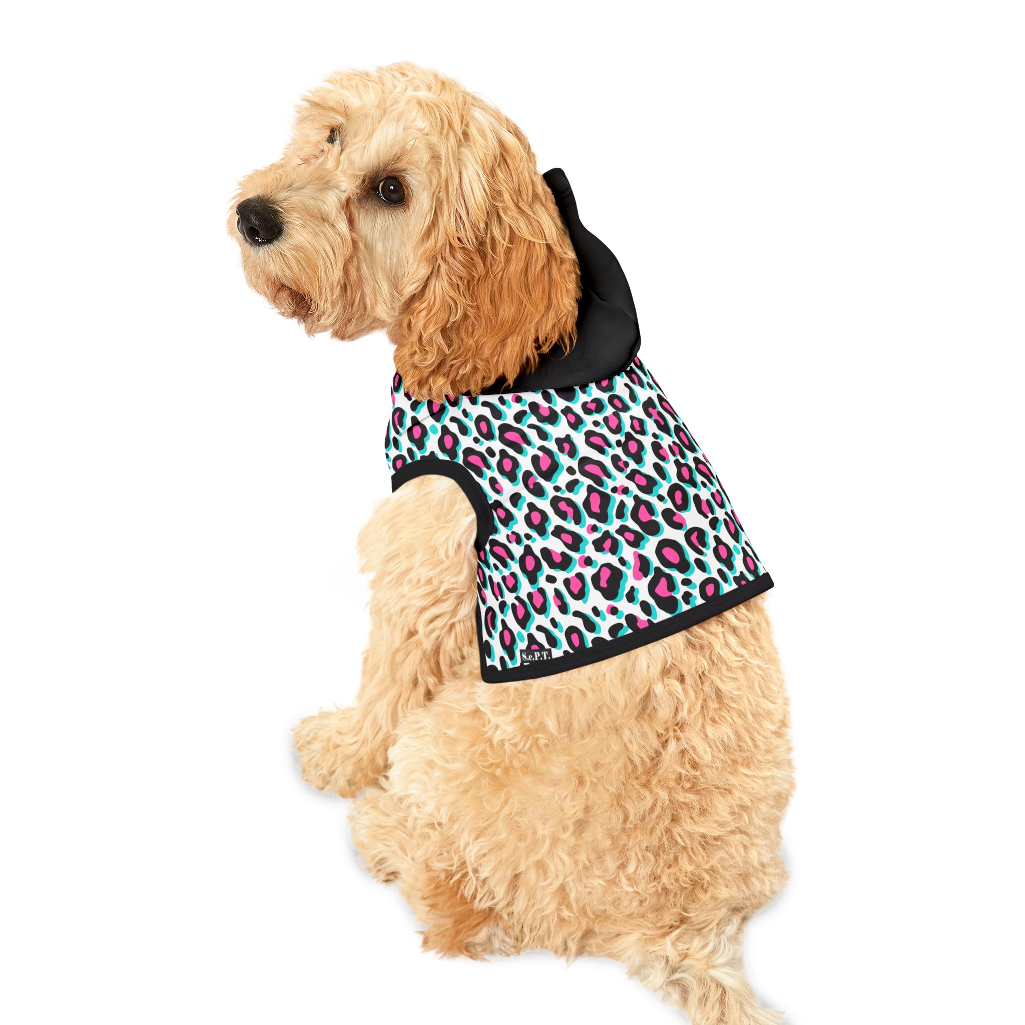 Fuchsia & Aqua Leopard Print Cat & Dog Pet Hoodie - (S.e.P.T.™) - Image 5