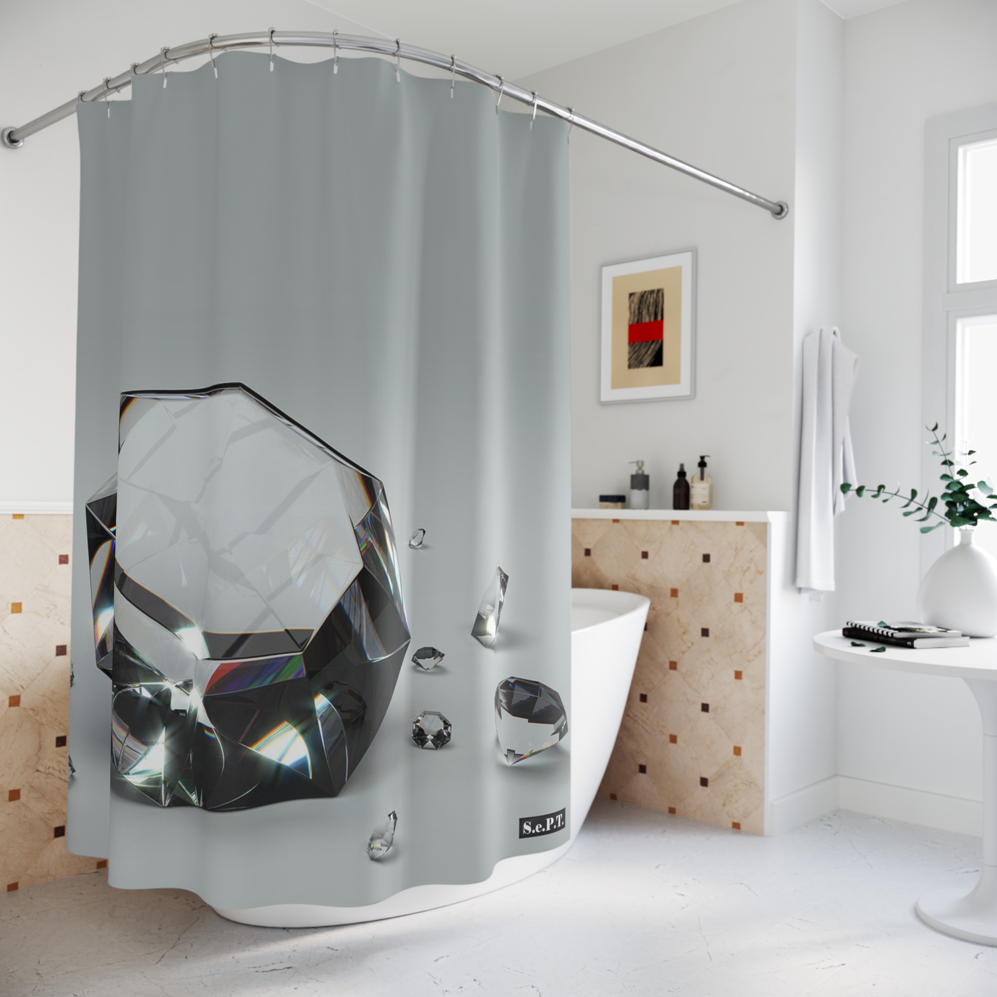 Black & White - DIAMONDS - Shower Curtain - (S.e.P.T.) - Image 4