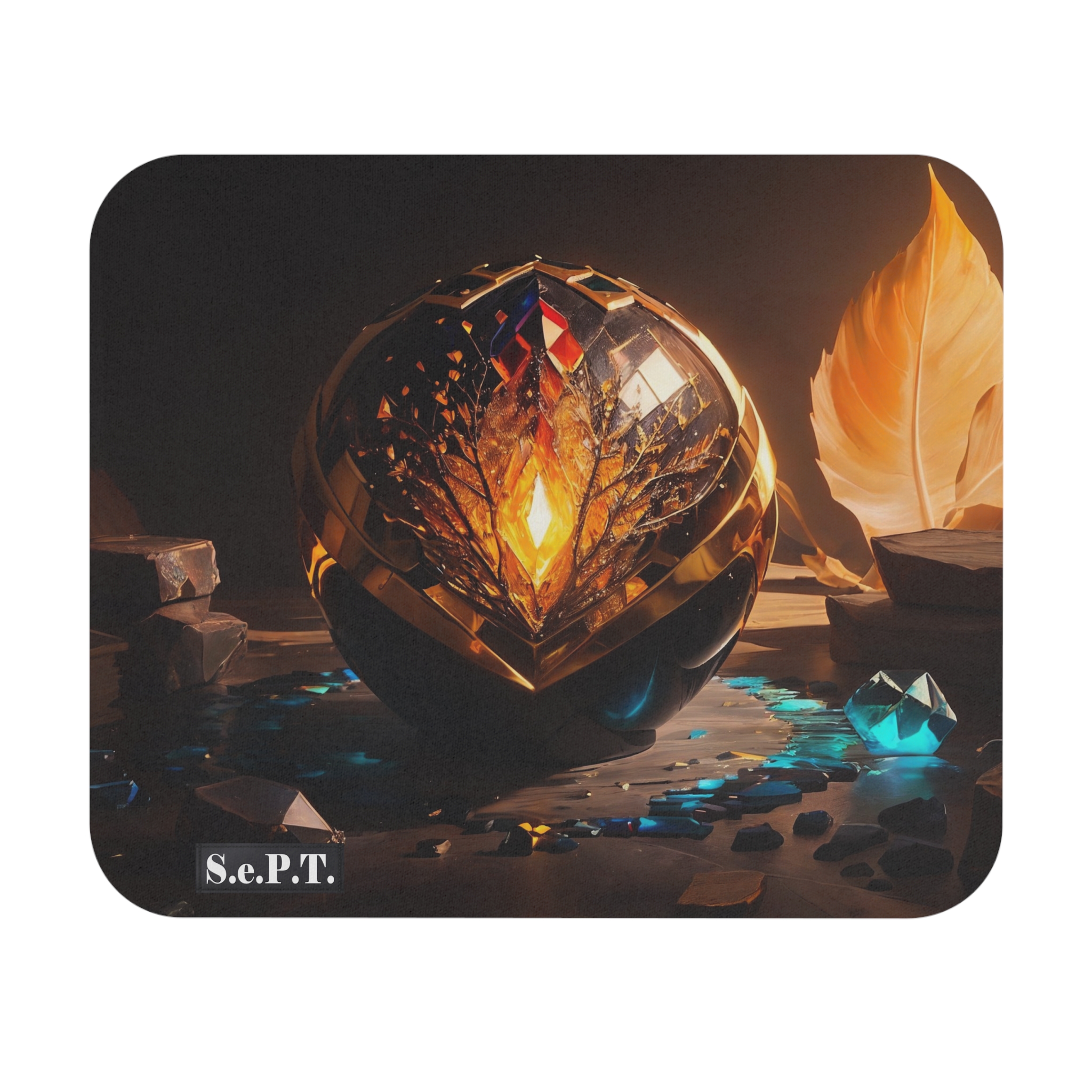 Mystical Jewelled Glowing Citrine Gemstone Orb - Mouse Pad - (S.e.P.T.)