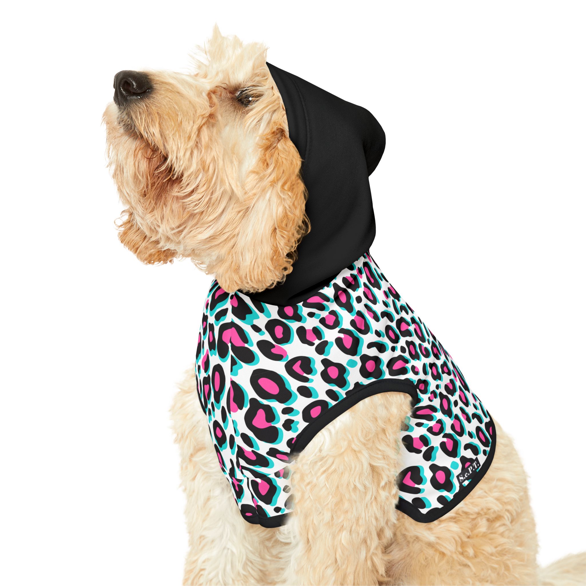Fuchsia & Aqua Leopard Print Cat & Dog Pet Hoodie - (S.e.P.T.™) - Image 7