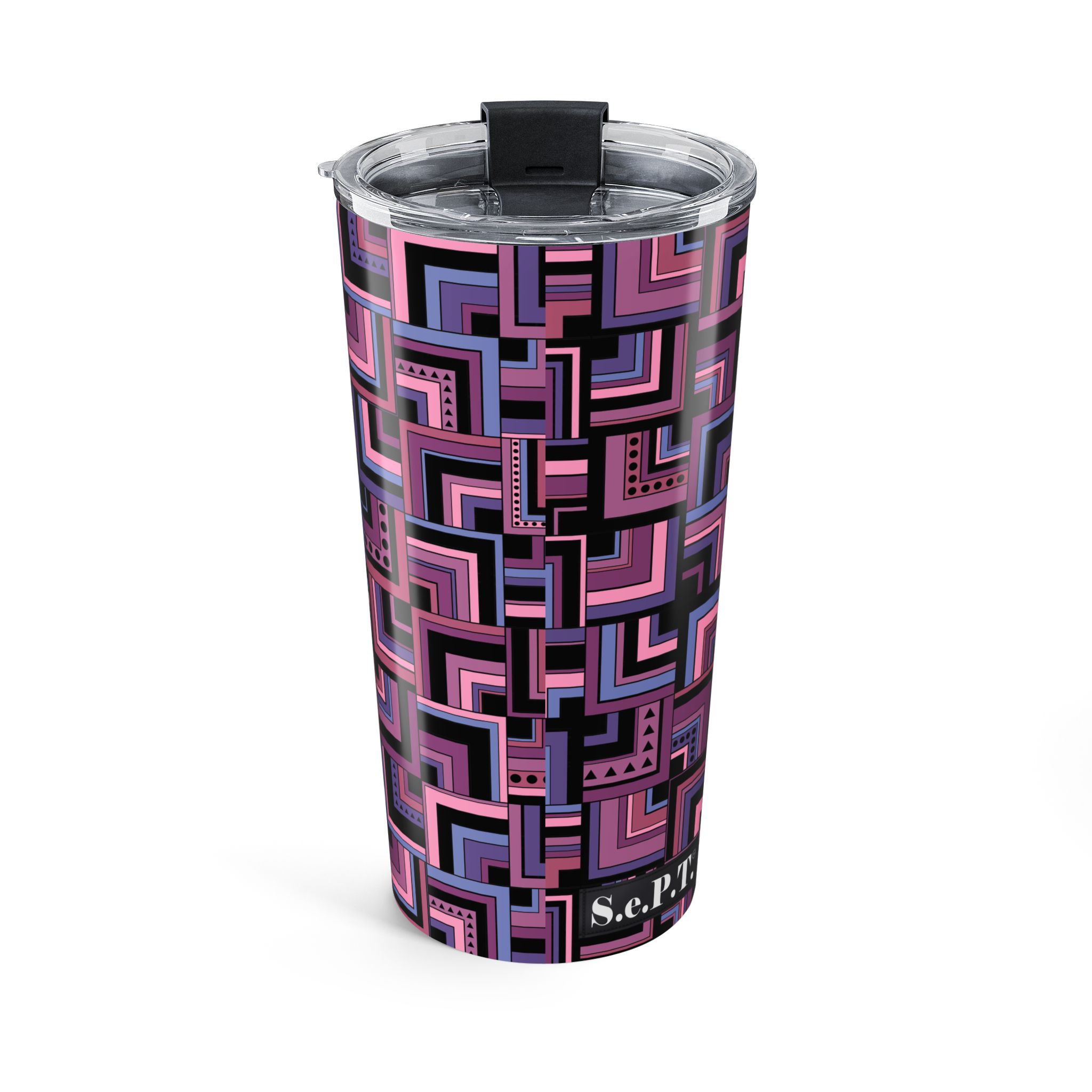 Purple Retro Corner Block Geometric Print - Tumbler 20oz - (S.e.P.T.™) - Image 2